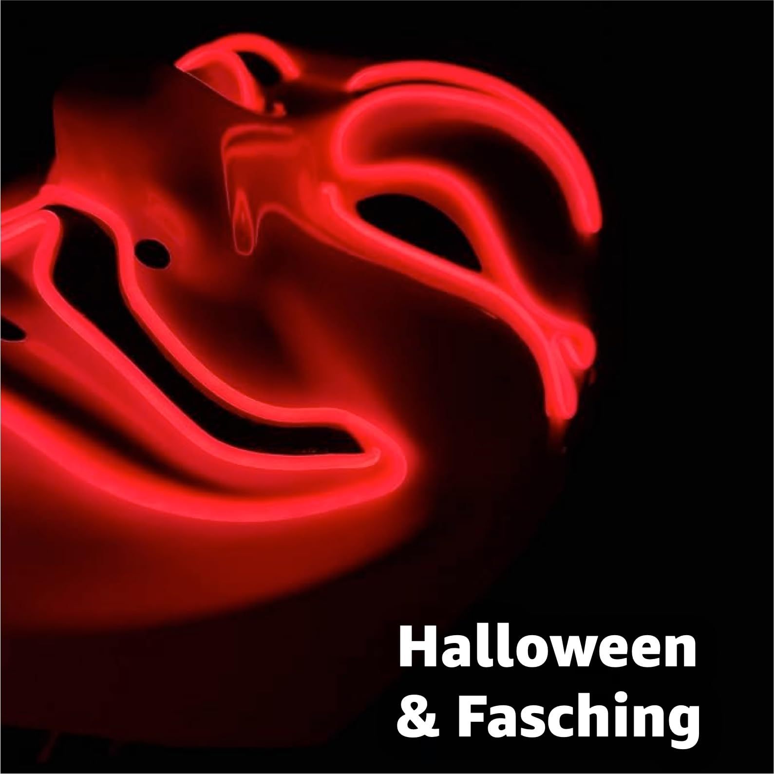 TK Vendetta LED Grusel Maske - wie aus Purge steuerbar, Gesicht leuchtend, für Halloween, Fasching & Karneval als Kostüm für Herren & Damen (LED Vendetta-rot)