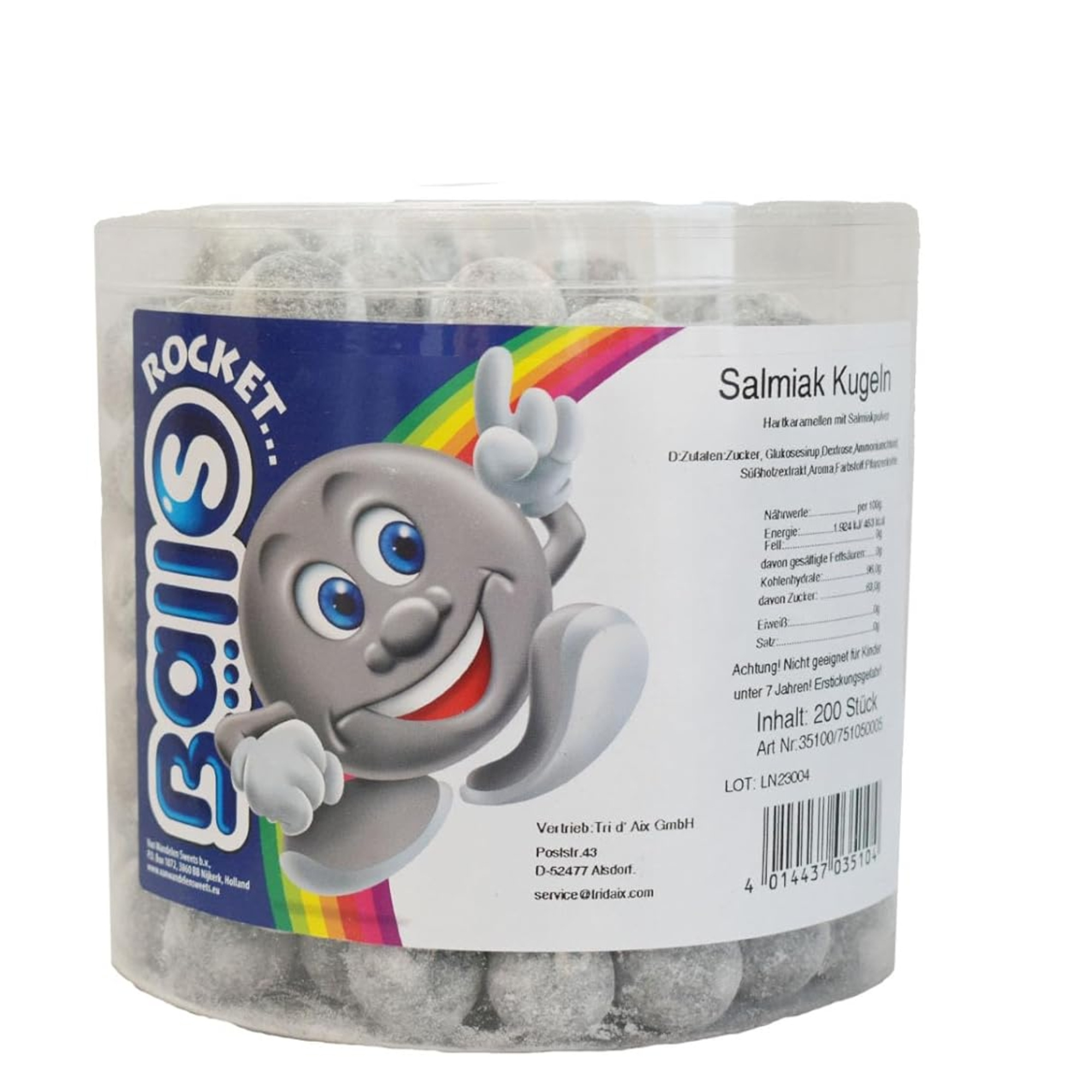 Tri D'aix Rocket Balls Licorice | 200 Pieces Can Of 1.44kg | Licorice Balls For Kids, Delicious Candy For Parties Or The Office, 200 Pieces Can