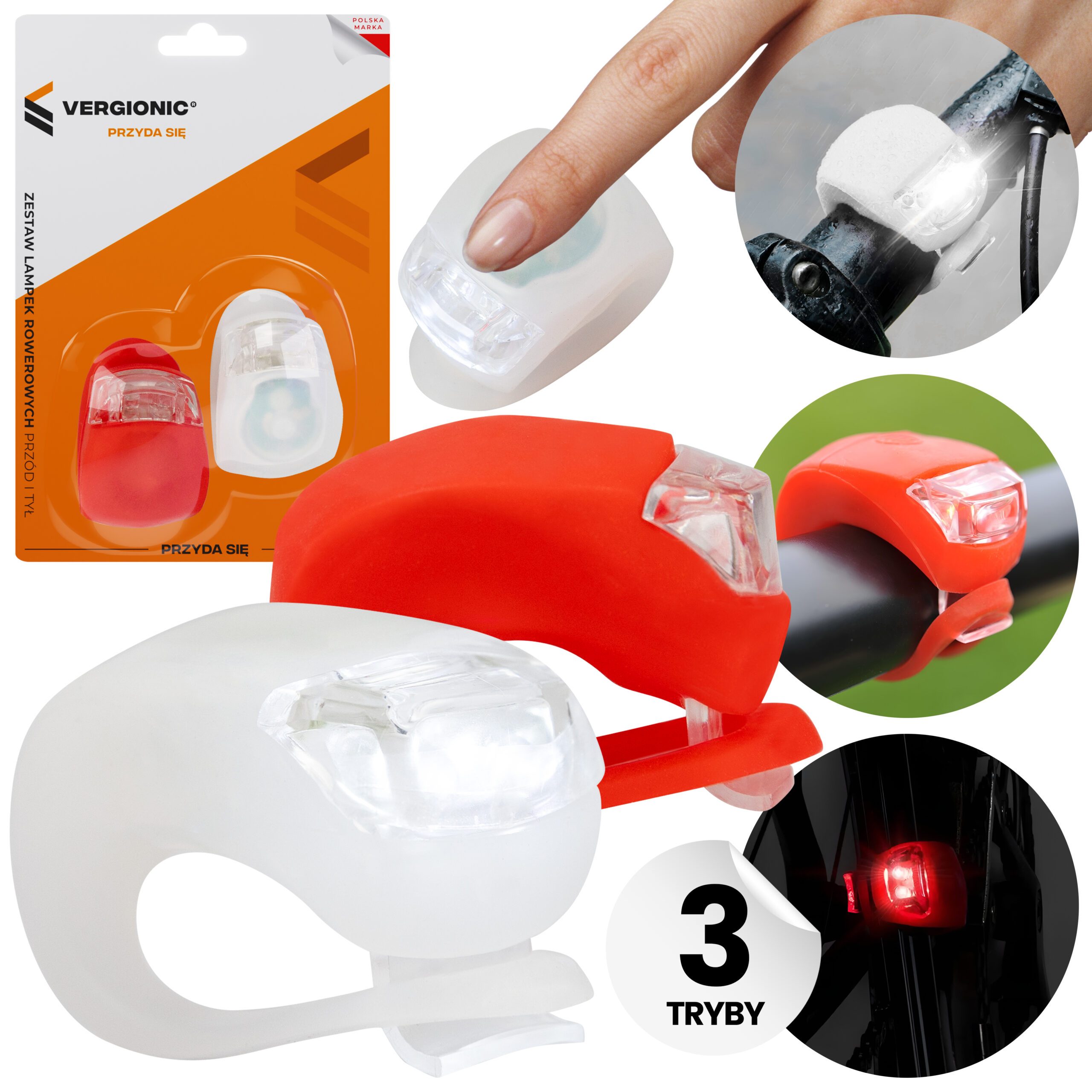 TEMU Silicone Bike Light Set - Front And Rear, Small, Powerful Light