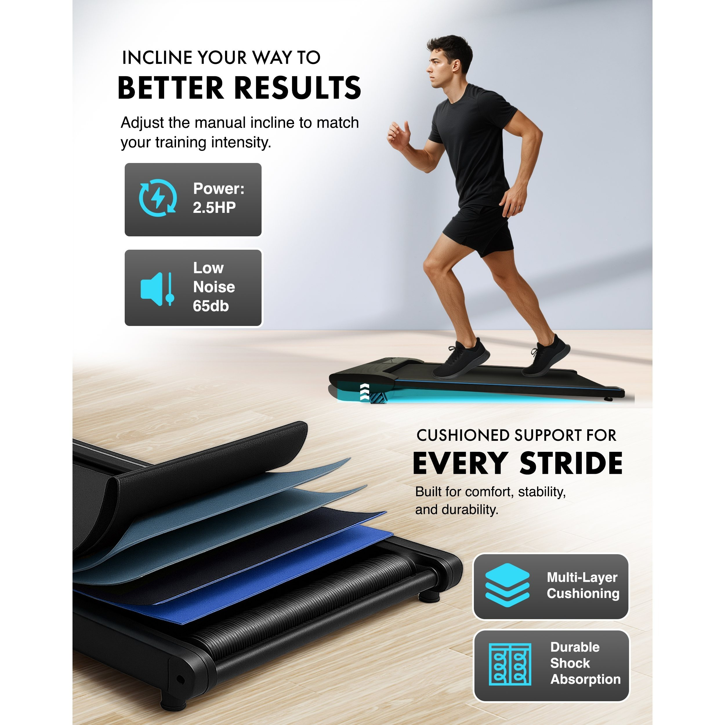 Kayman 3-in-1 Walking Pad Treadmill – Under Desk Electric Treadmill, Space-Saving, 120kg Capacity, 1–6km/h, Running, Walking & Working Modes, 2-Level Manual Incline, LED Display, Remote,900×400mm Belt