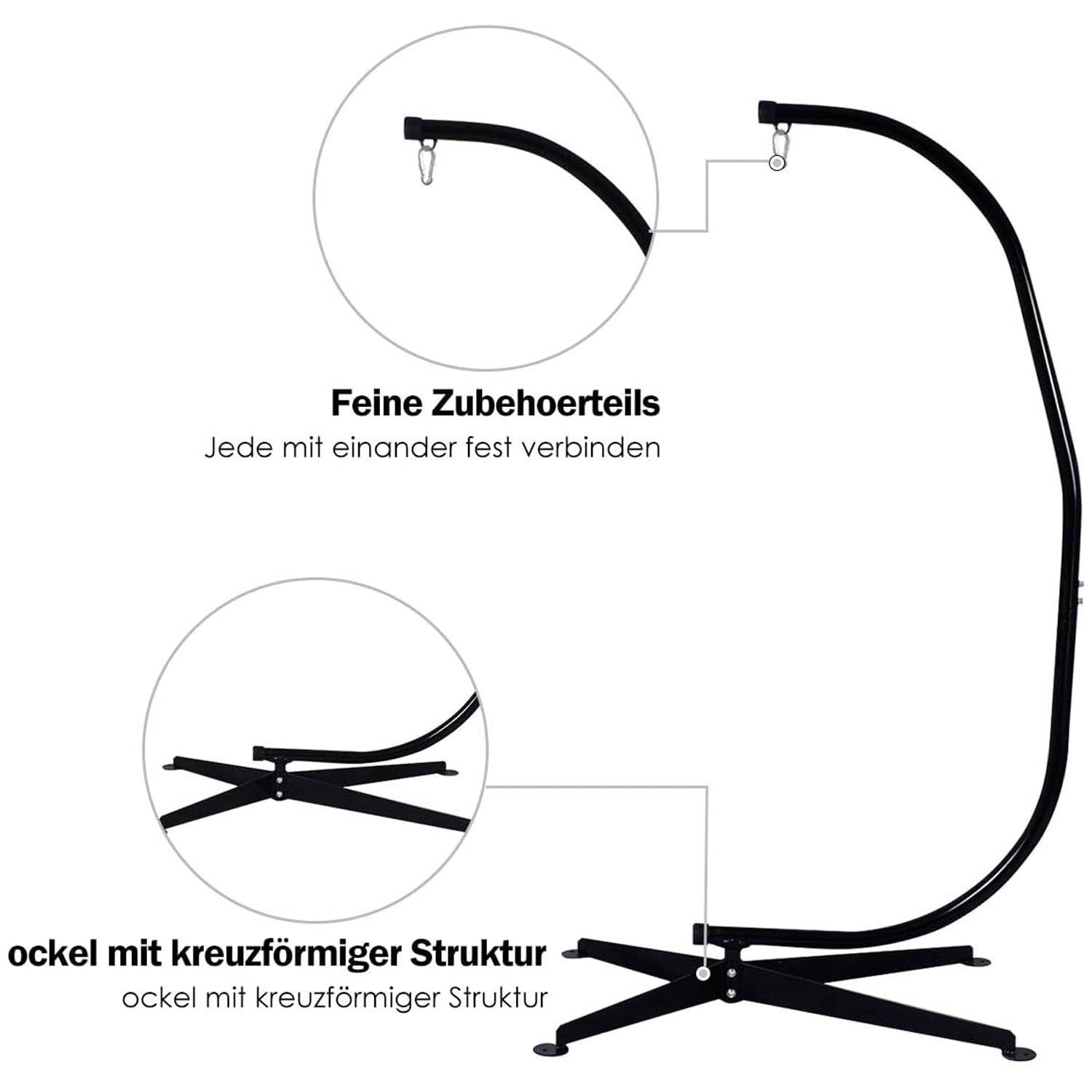 Hammock Frame, Hanging Chair Frame With Hook, Freestanding Hanging Seat Stand, Stable And Safe