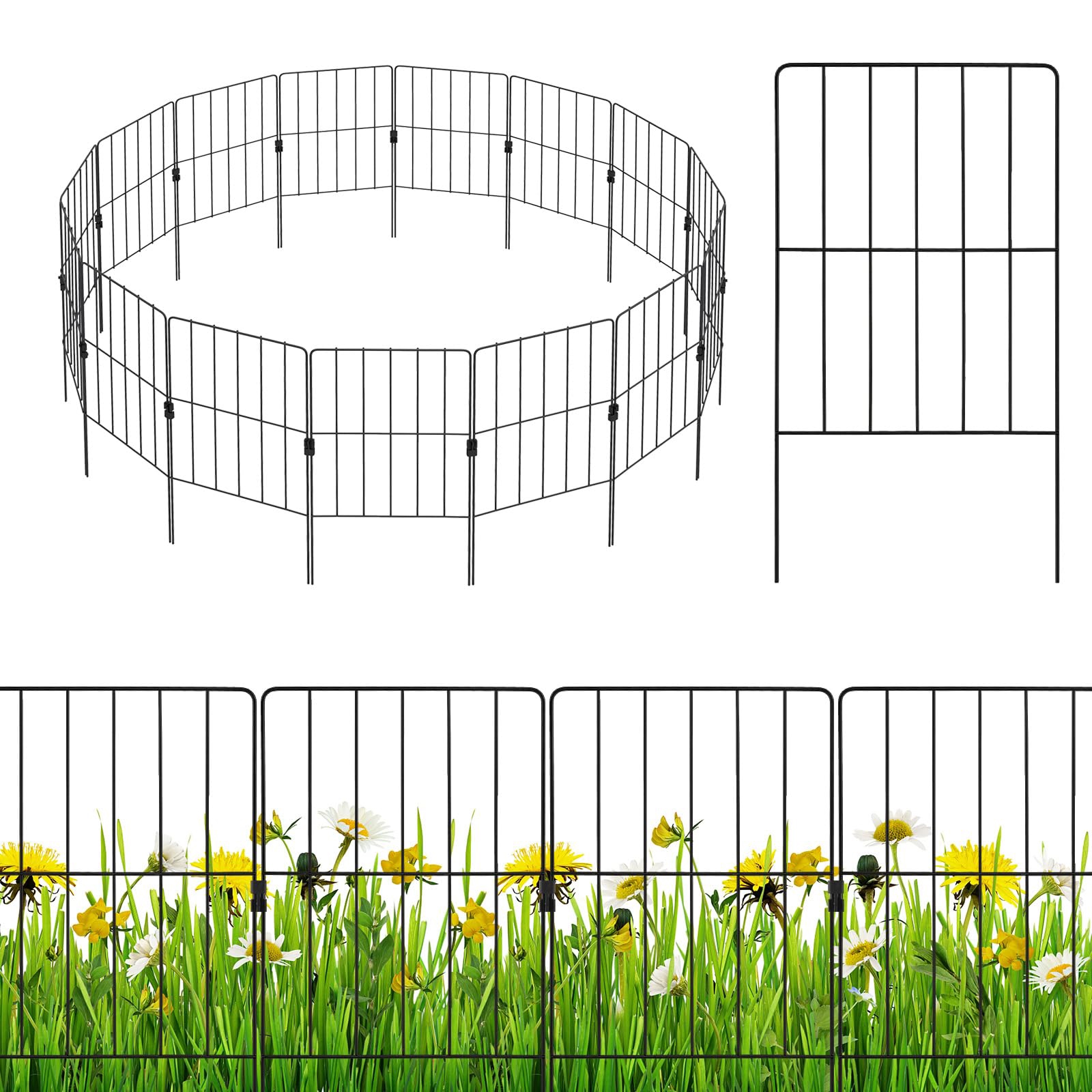 Image of 15 Pack Decorative Garden Fence, Total 61 Cm X 33 Cm Garden Animal Barrier Fence, Rustproof Metal Wire Fencing, Folding Flower Bed Edging For Landscape Garden Yard Decor