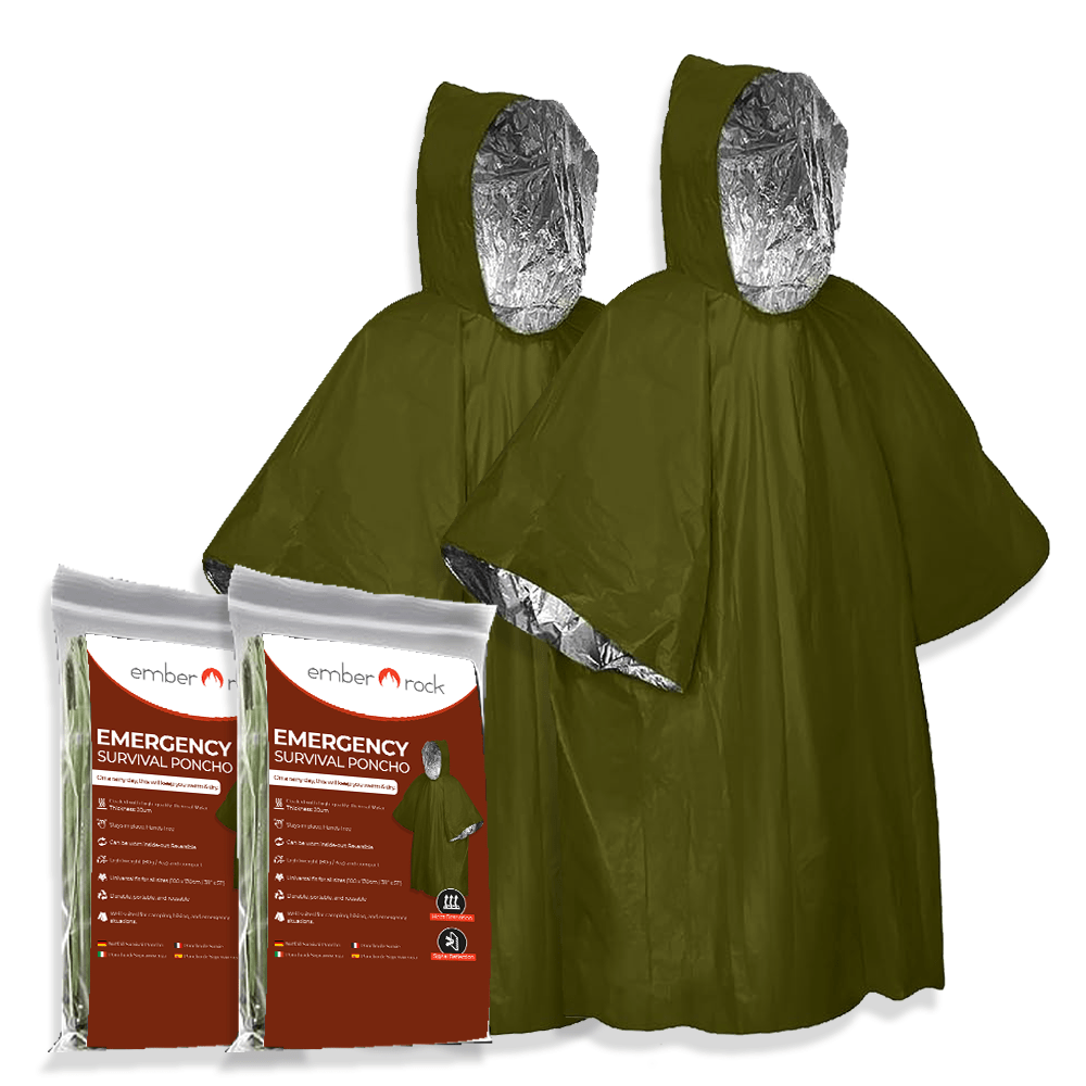 TEMU 4 & 2 Pack Emergency Survival Rain Ponchos With Hood, Adult Waterproof Thermal Pe Space Blanket, Outdoor Hiking Camping Gear, Durable Reinforced