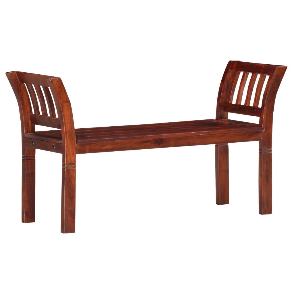 Vidaxl Solid Acacia Wood Bench With Armrests, Dining Room Bench, Hallway Bench, Wooden Bench, Kitchen Bench, Dining Bench, Solid Wood Bench, 111cm