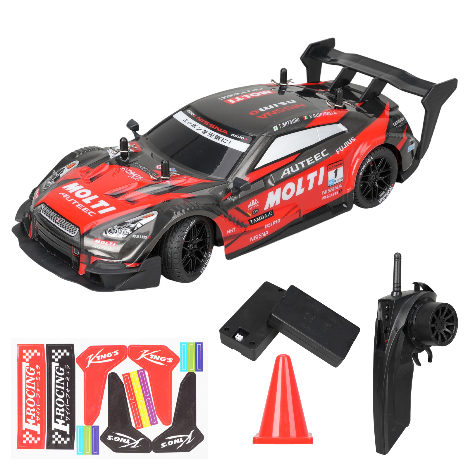 E-shop Drift-Auto Ferngesteuert, 1:14 Driftauto, 4WD Tisch-RC-Auto mit LED-Lichtern, 23 km/h, Spielzeugauto für Kinder ab 6 Jahren (Standard)