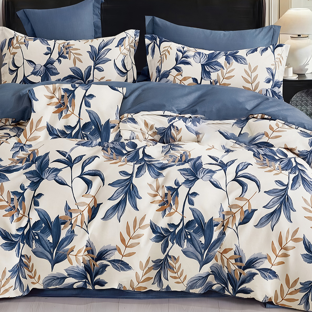 TEMU -themed Blue-brown Print! High-quality 1 Duvet Cover + 2 Pillowcases Set For A Space, Soft Breathable, Comfortable Bedroom Dormitory Bedding