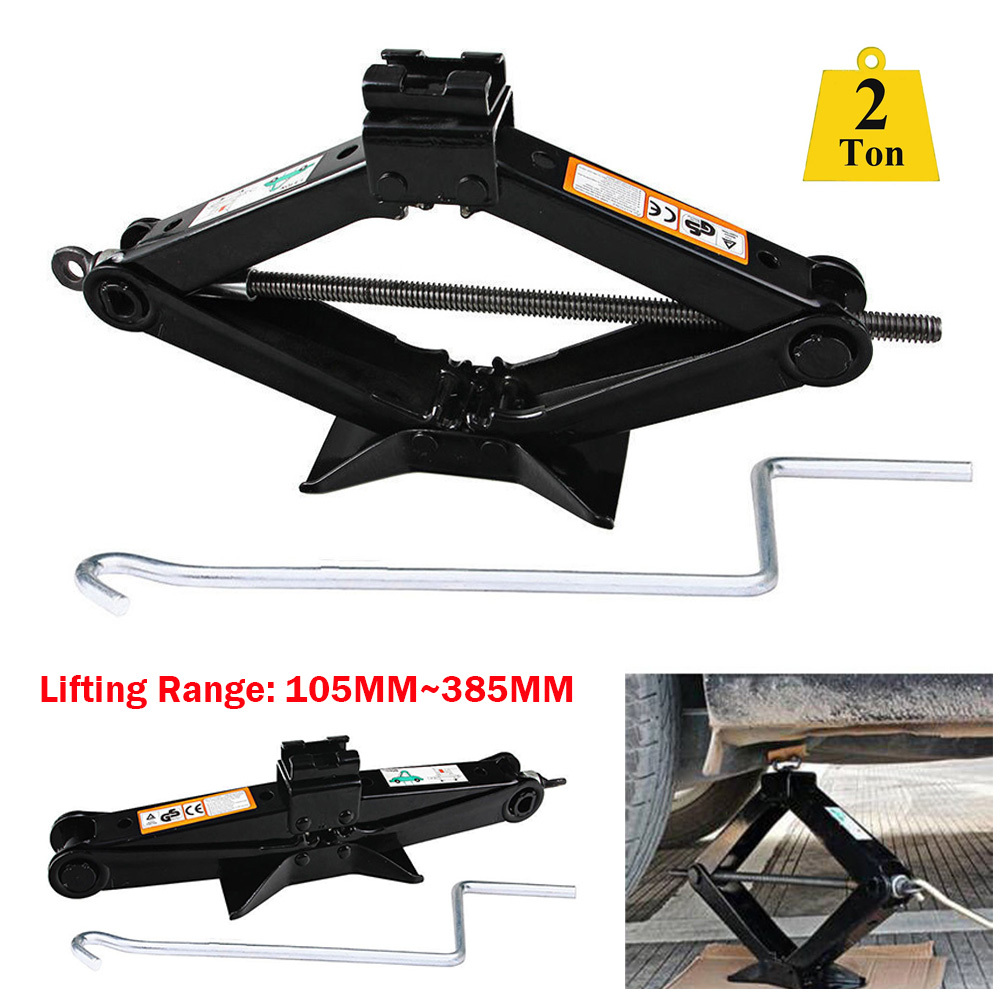 Image of Scissor Car Jack 2 Tonne Rustproof Heavy Lifting Jack, Leveling Jack With Crank Handle, Max 385mm/15.16in Working Height, For Suv/mpv Tyre Repair Changing Tool