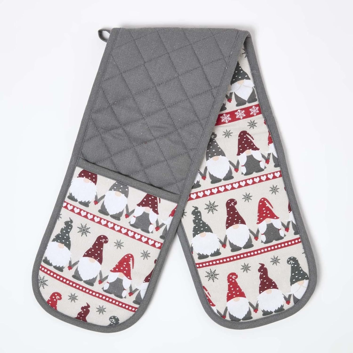 TEMU Christmas Festive Double Oven Glove | In 2 Options: Festive Gonks Or Festive Dogs | 100% Cotton | Fast Uk | Uk-based Brand