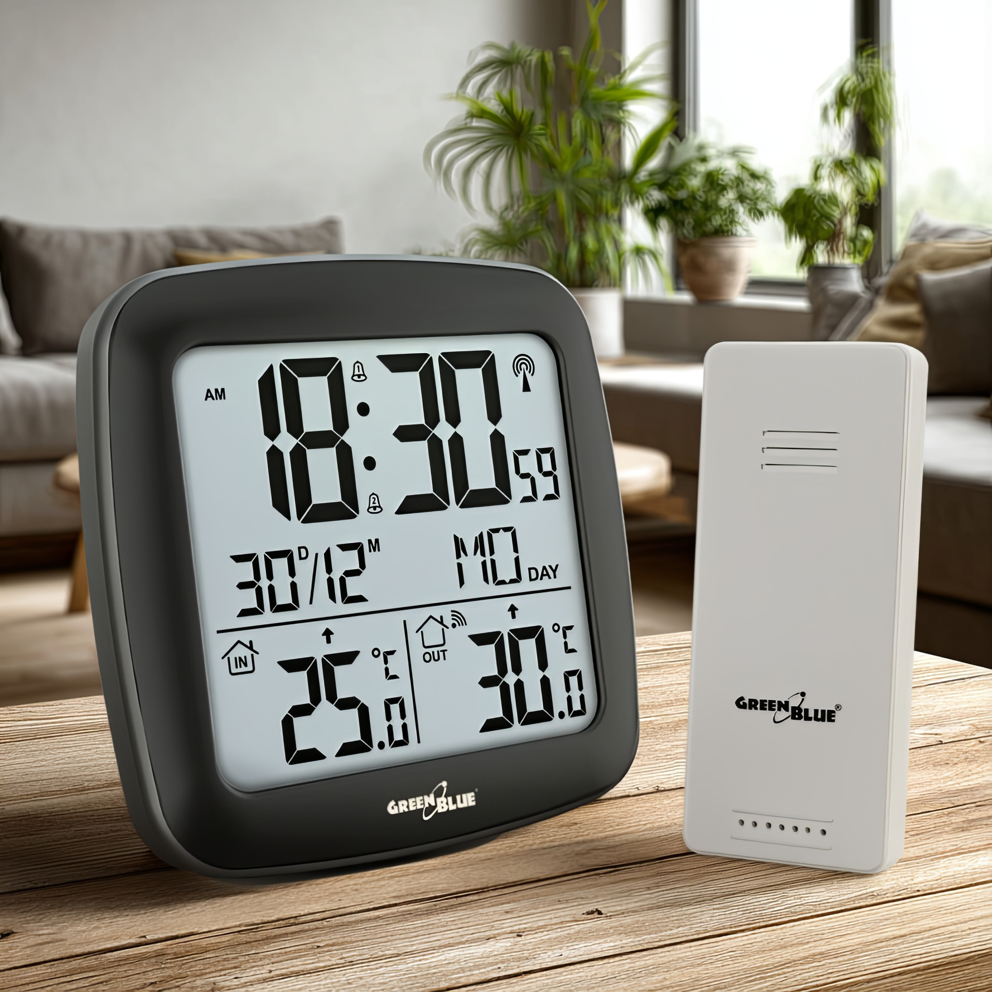 Wireless Weather Station With Dcf Greenblue Gb542 Calendar Alarm