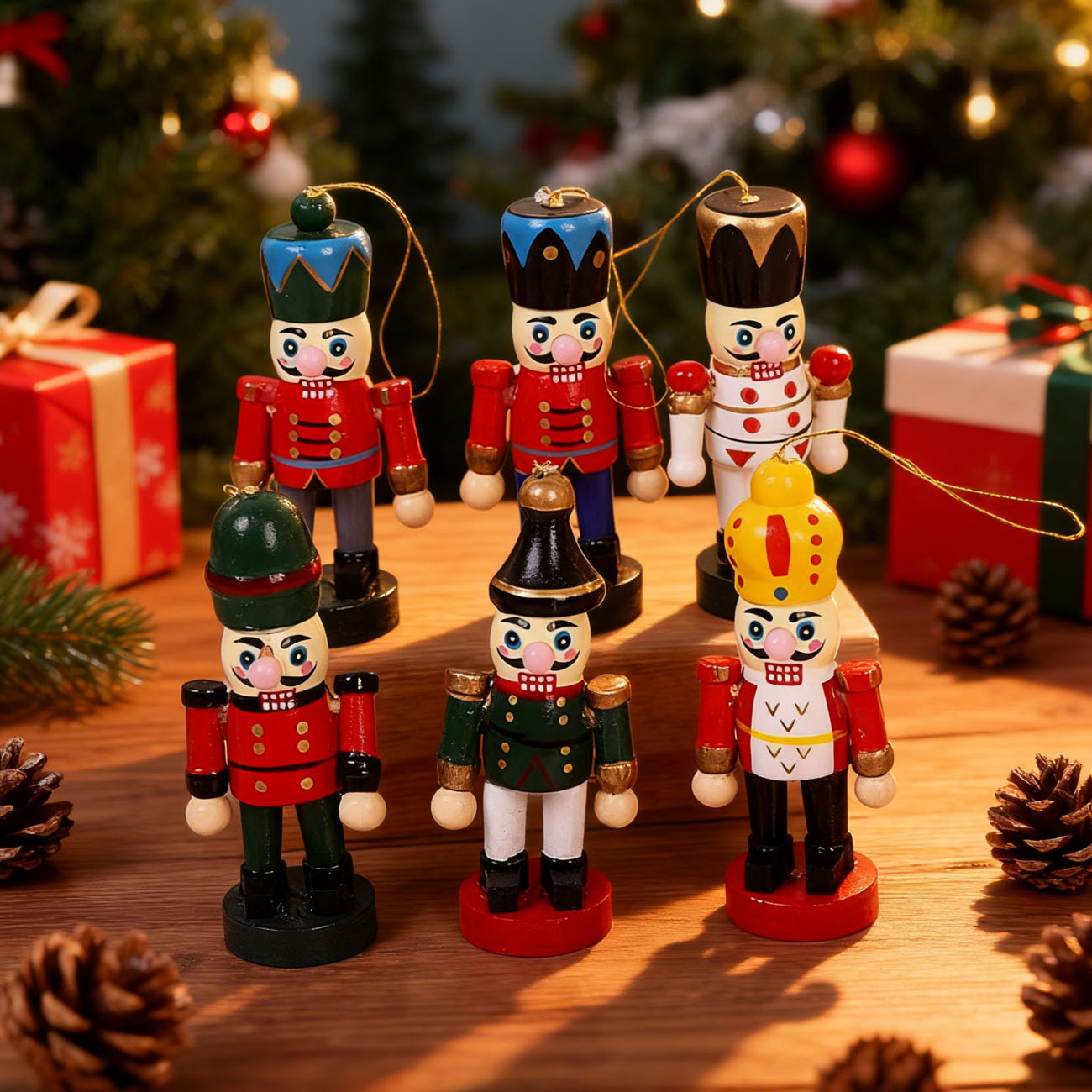 TEMU Set de 6 Minifiguras de 6.5cm, Diseño Navideño - Ideal para Decoración , Árbol de Navidad y Regalos Festivos, decoración navideña de la muñeca,