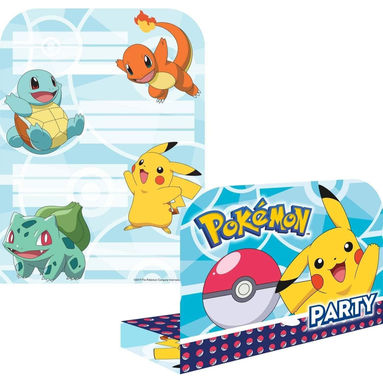 TEMU Pokémon - Tickets d'invitation d'anniversaire pour enfants avec enveloppes, 8 pièces