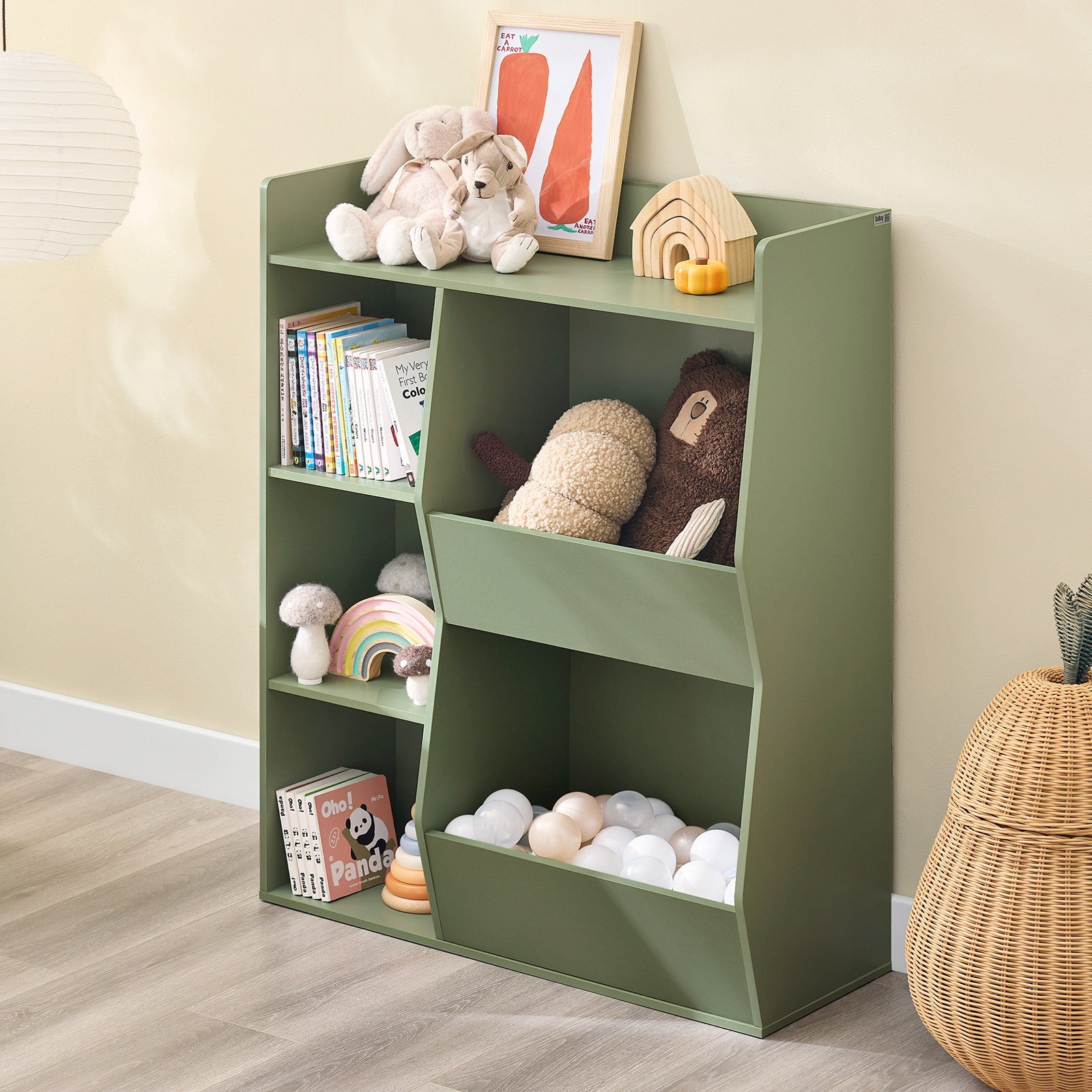 For , Bookshelf With 5 Open Compartments, Bookcase, Green 80x104x34 Cm Kmb55-k-gr