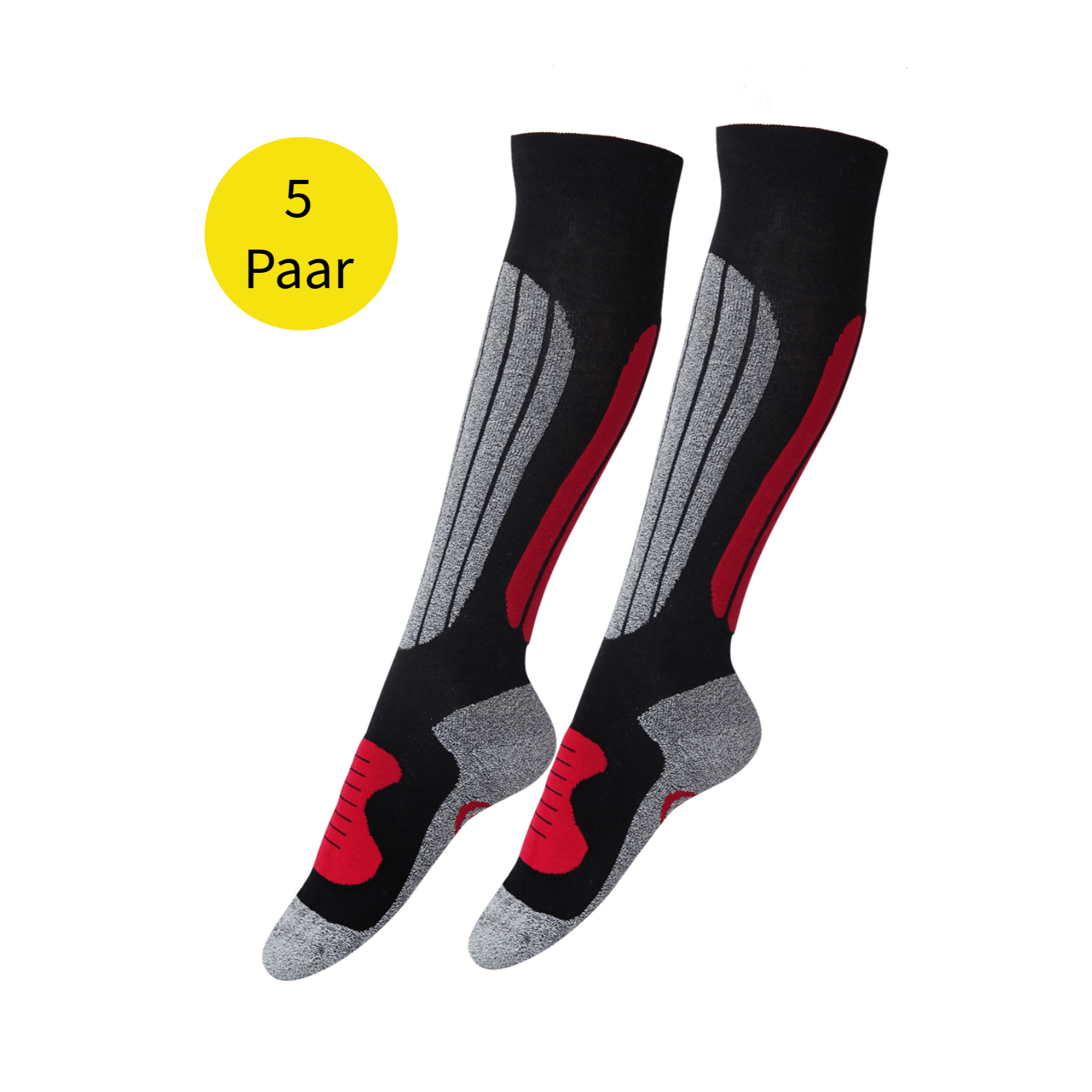 Image of 5 Pairs Of Ski Socks, Men's And Women's Ski Stockings – Thermal Knee Socks For Skiing, Snowboarding & Winter Sports, Warm & Padded 35-38, 39-42, 43-46, 47-50