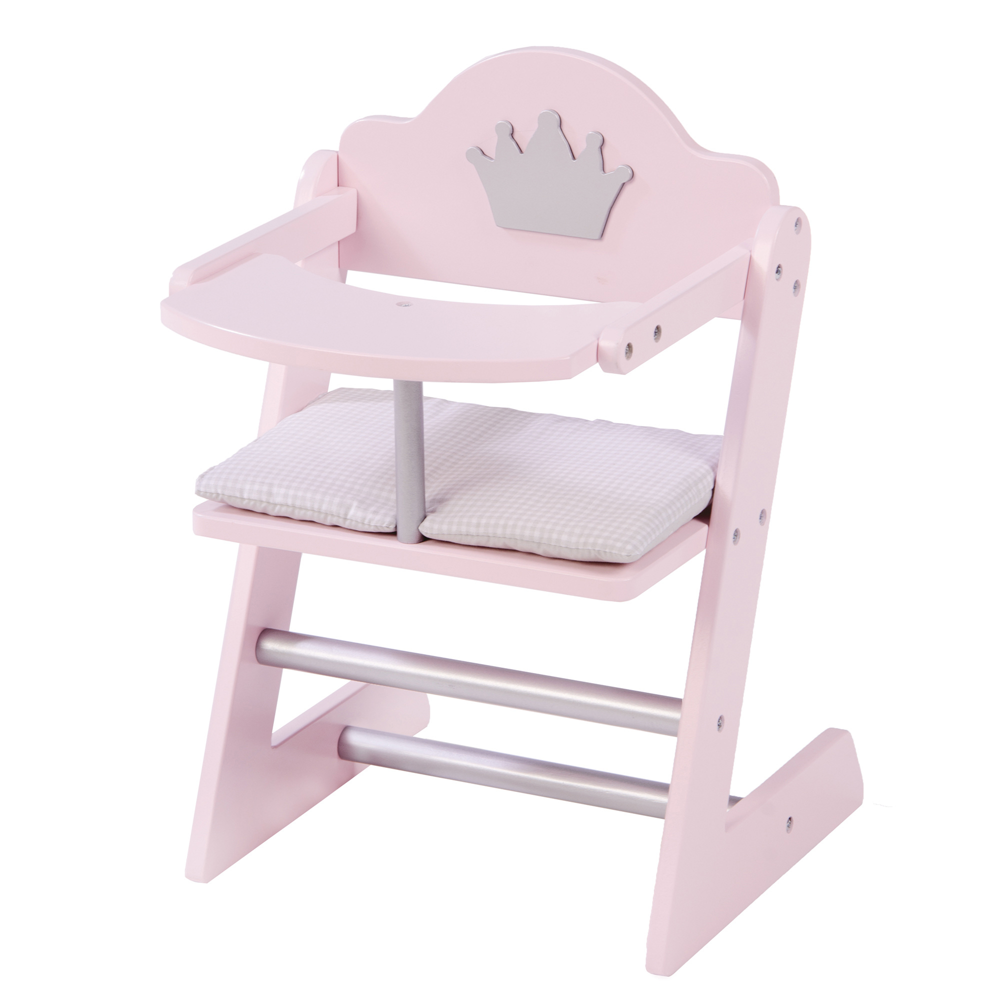 Roba Doll High Chair 'princess ' - For Dolls And Baby Dolls - Pink / Silver
