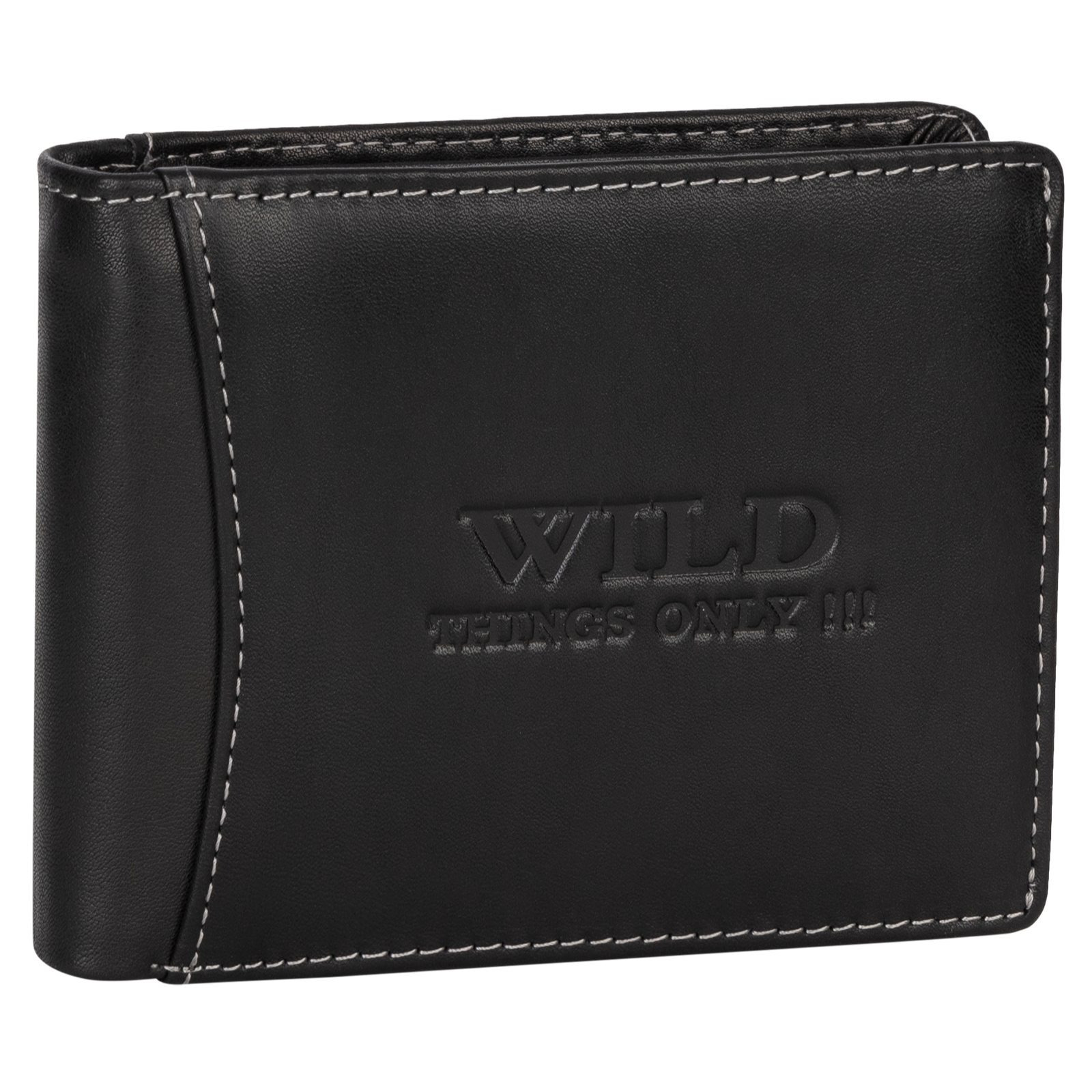 E-shop Leder Geldbörse Herren Portemonnaie RFID Querformat Geldbeutel Echtleder Schwarz