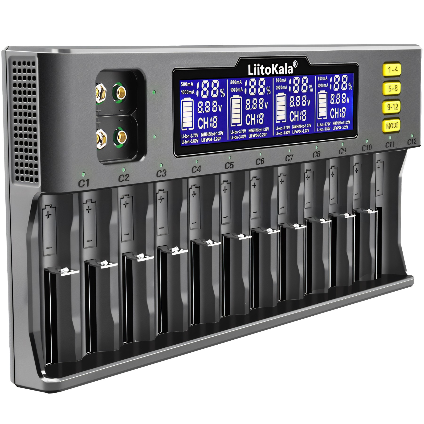 Universal Charger For Batteries 12 Slots Lcd For Aa Aaa 9v Li-ion Nimh Nicd Lifepo4 Practical Battery Storage Accessories With Display