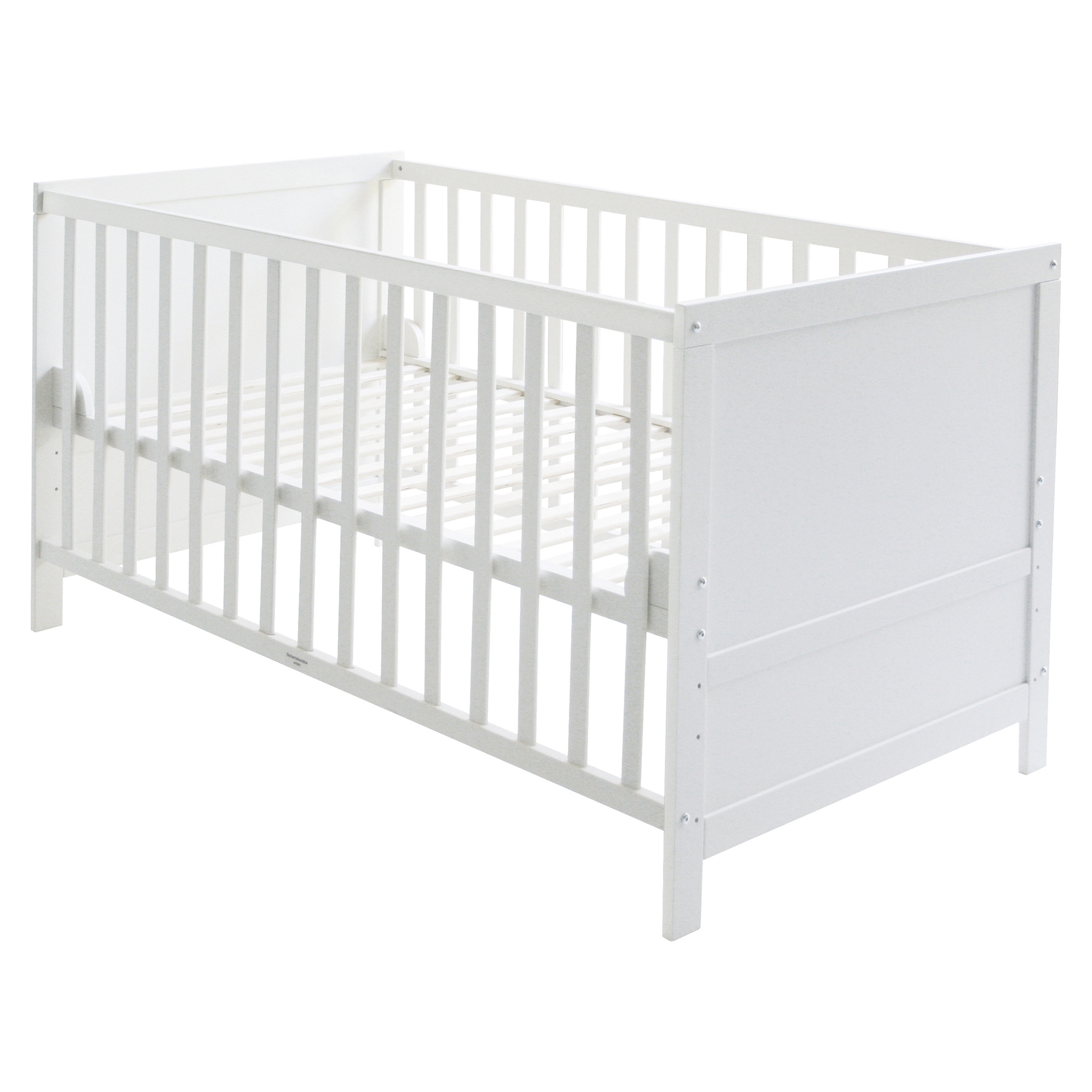 Roba Convertible Cot 70 X 140 - Height Adjustable - 3 Ladder Rungs - Convertible To Junior Bed - White