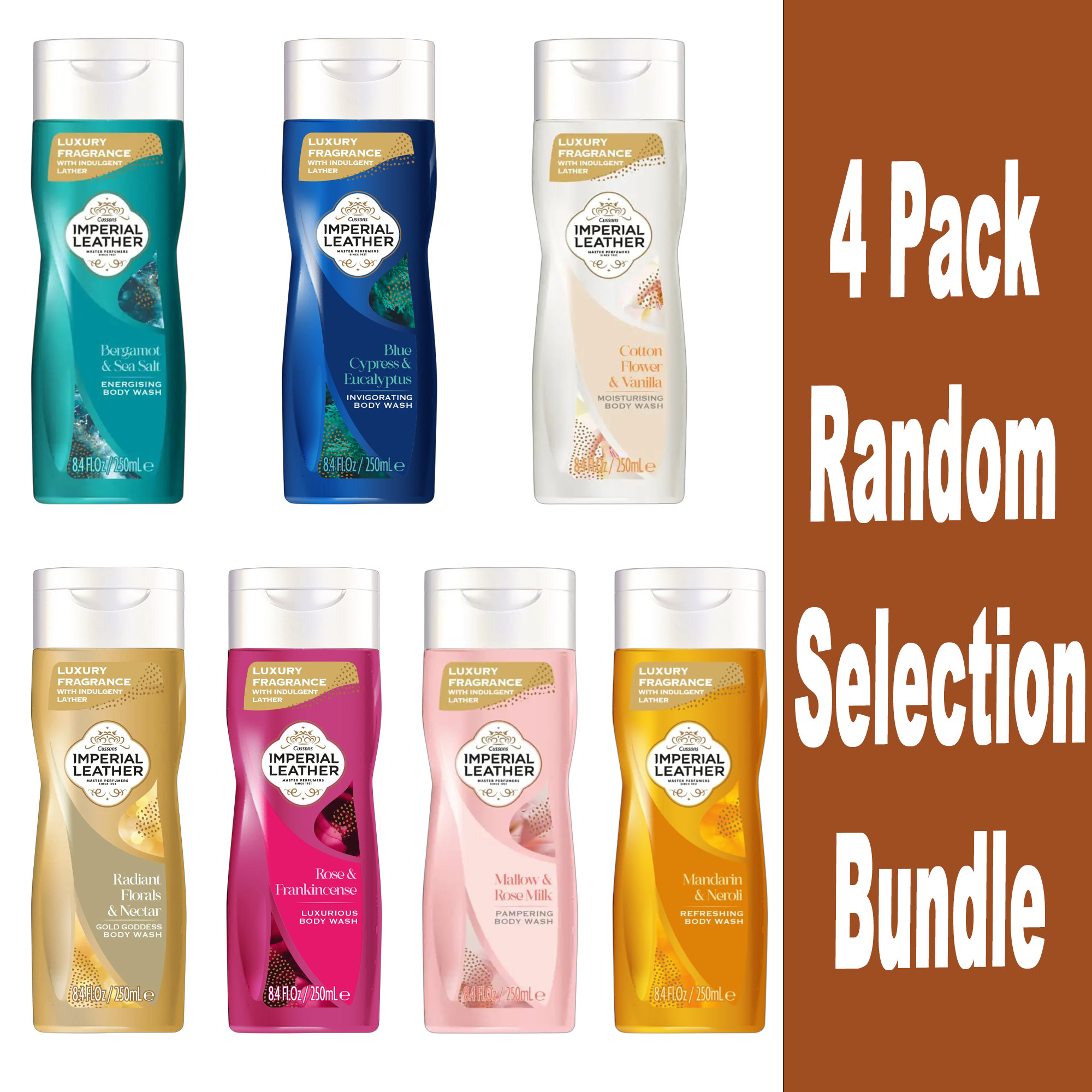 TEMU Imperial Leather Body Wash 250ml – Random Bundle Of 4 Different Scents