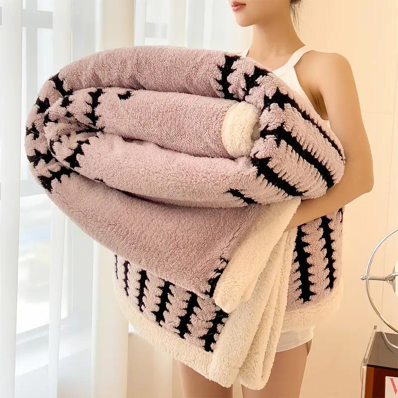 TEMU Couverture d'hiver douce, 150*200/180*200/200*230 cm, rose, blanc cassé, bleu et , couverture chaude et confortable en douce, Noël et Halloween