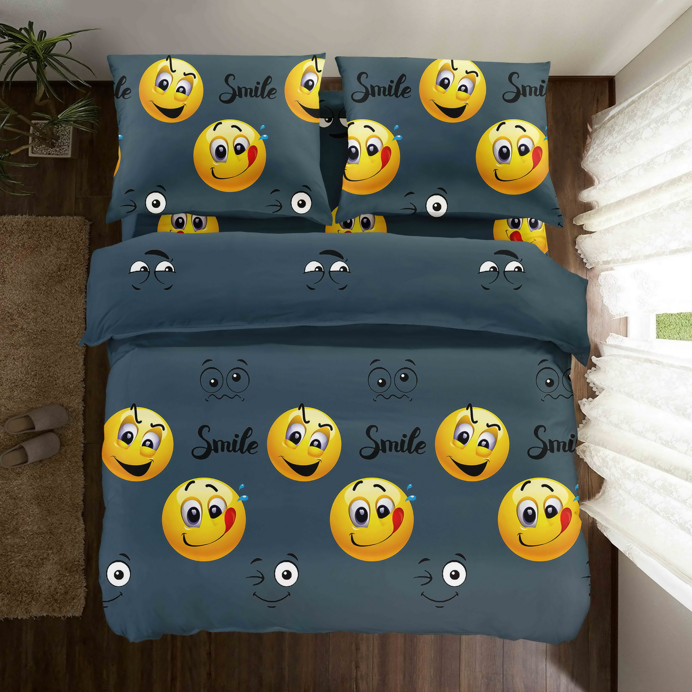 TEMU Parure de lit élégante dans une couleur tendance pour transformer votre chambre ! Comprend : 1 housse de couette + 2 taies d'oreiller (