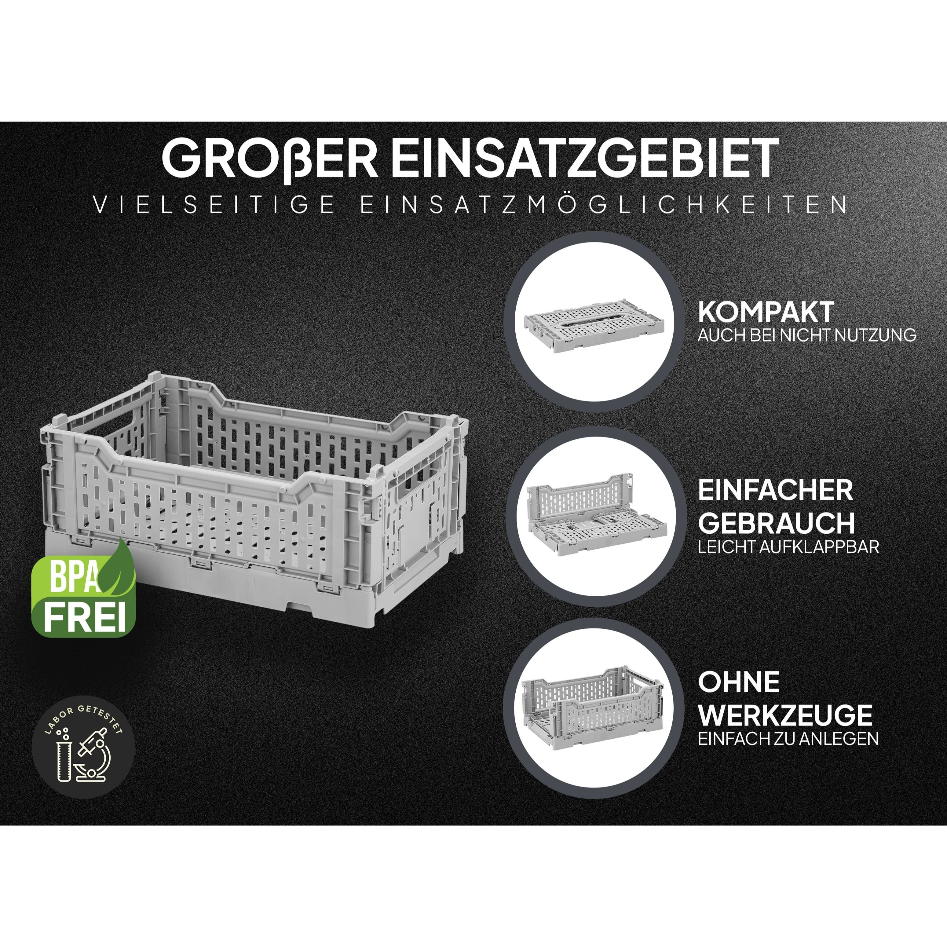Uandu Folding Storage Box, Small Storage Basket, Foldable Shopping Basket, Sturdy Collapsible Crate, Folding Storage Box For Kitchen, Office, Closet, Classroom - 4l