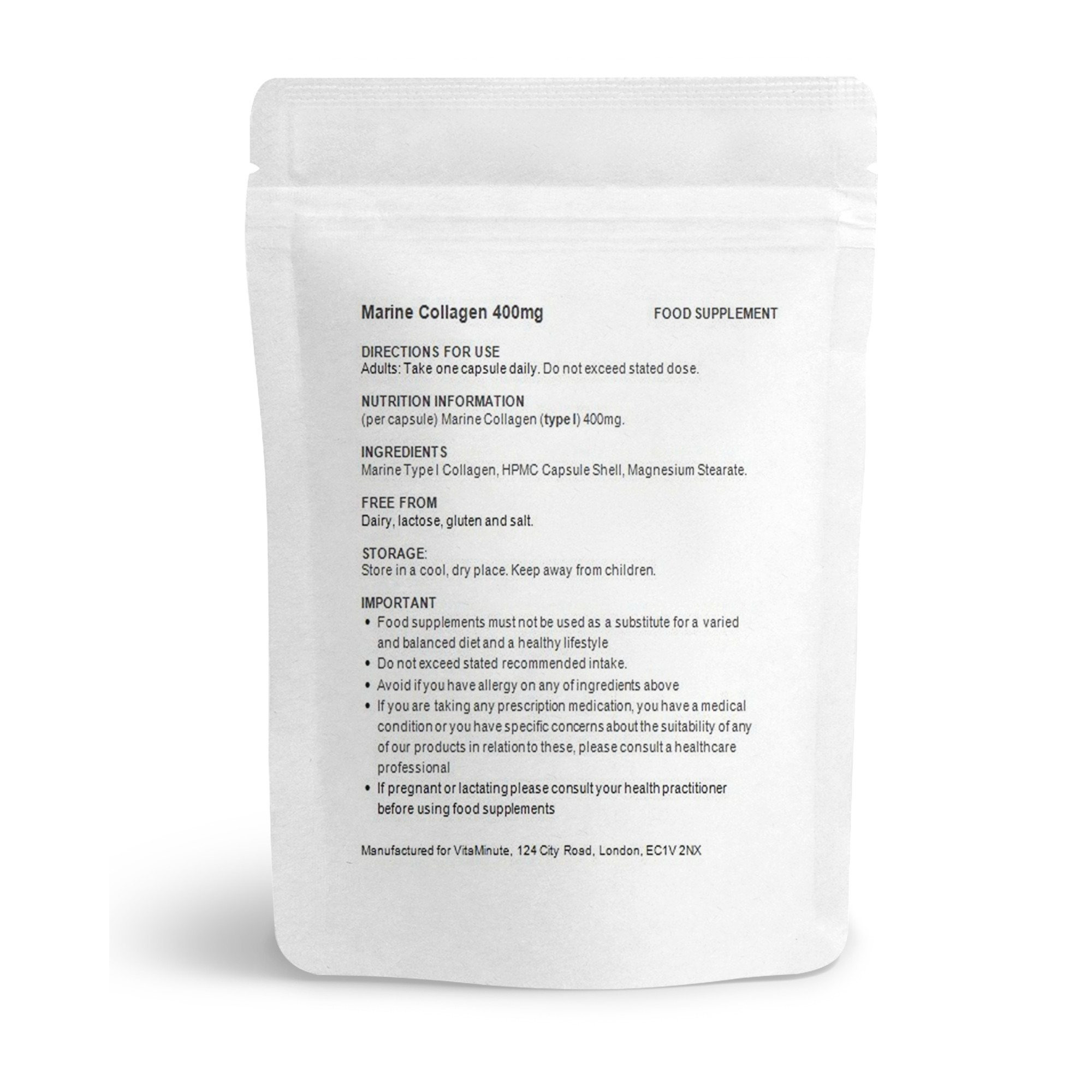 100 x Marine Collagen 400mg Capsules, Food Supplement