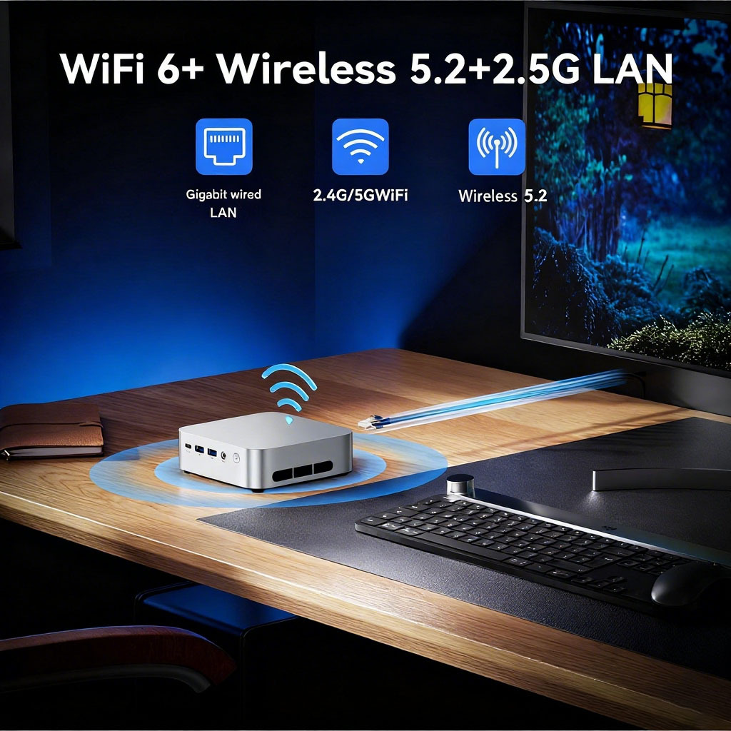 Mini Gaming PC AMD Ryzen 7 6800H Mini PC Computers with 32GB DDR5 512G Support 4K Triple Display Desktop Computers Radeon 780M, 8K@60Hz USB4/WiFi6/BT5.2/Dual Channel