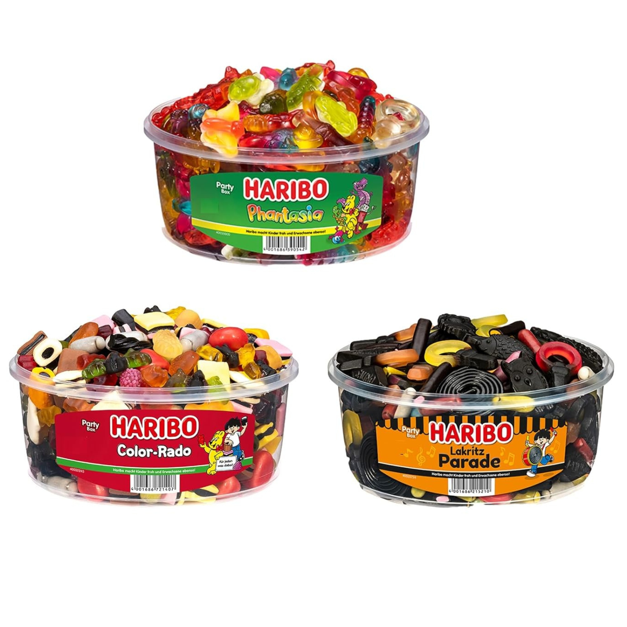 E-shop Haribo Mischpaket 1x Colorado + 1x Phantasia + 1x Lakritz Parade als Set für Freunde Party oder Büro Kinder Geburtstag Süßigkeiten
