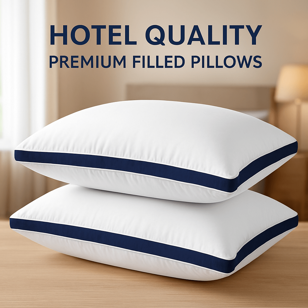4 Pack Hotel Pillows Extra Deep Filled Bounce Back Premium Firm Neck & Shoulder Support 50x75cm Soft Luxury Breathable Heavy Filling Pillow for Side, Back, Stomach Sleepers Bed Pillow for Sleeping 2 Pack