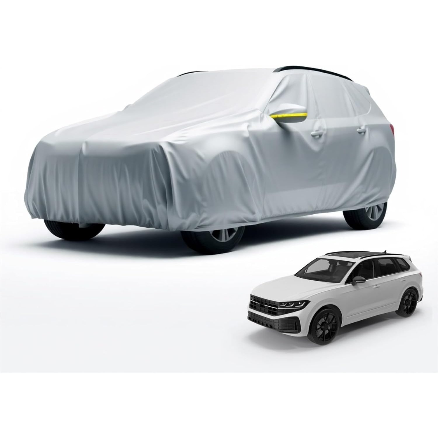 TEMU Housse de voiture universelle TK SUV 490X190X180Cm : Bâche de voiture étanche pour voitures/véhicules - Housse de voiture argentée pour une