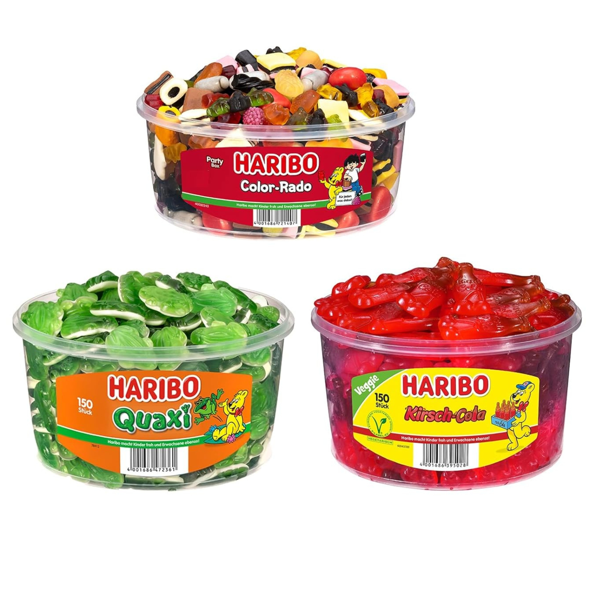 Image of Haribo Mixed Bag 1x Colorado + 1x Frogs + 1x Cherry Cola As A Set For Party Or Office Kids Birthday Sweets
