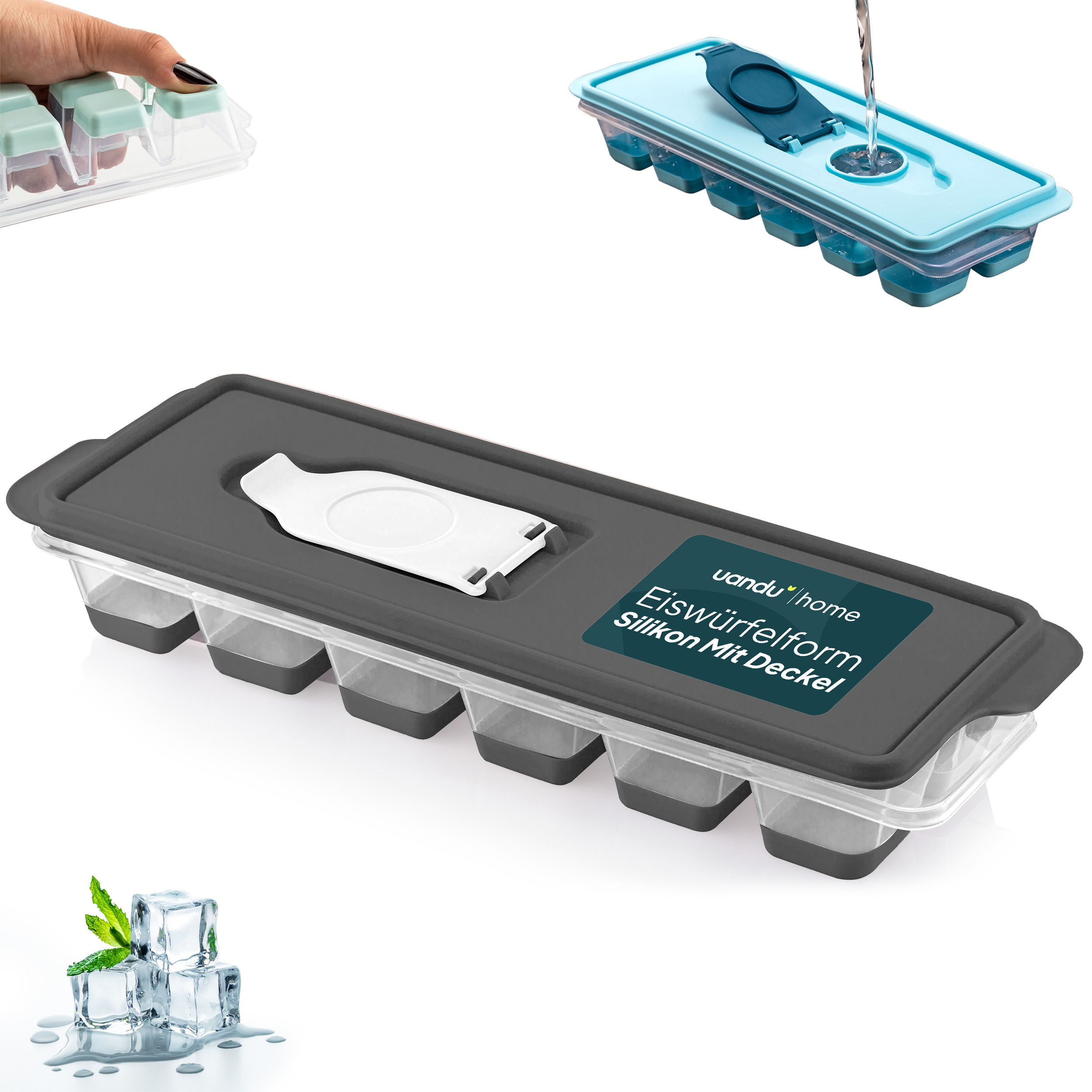 TEMU Silicone Ice Cube Tray With Lid, Bpa-free Flexible Ice Cube Mold & Tray For , Ice Cube Container With Lid, Ice Cube Trays & Ice Cube Molds