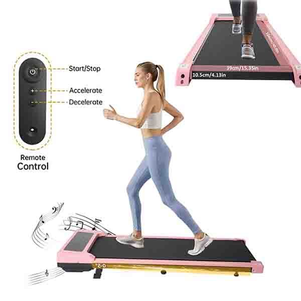 Folding Walking Pad Treadmill Running Jogging Home Electric Treadmill Machine With Holder Pink