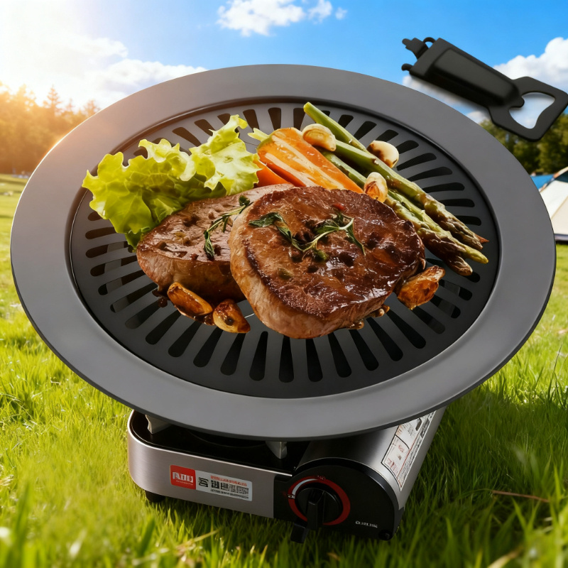 TEMU Coastech® Camping Grill Attachment For Gas Stoves, Camping Stoves & Camping Gas Grills - 32 Cm Grill Plate For Portable Gas Stoves And Propane