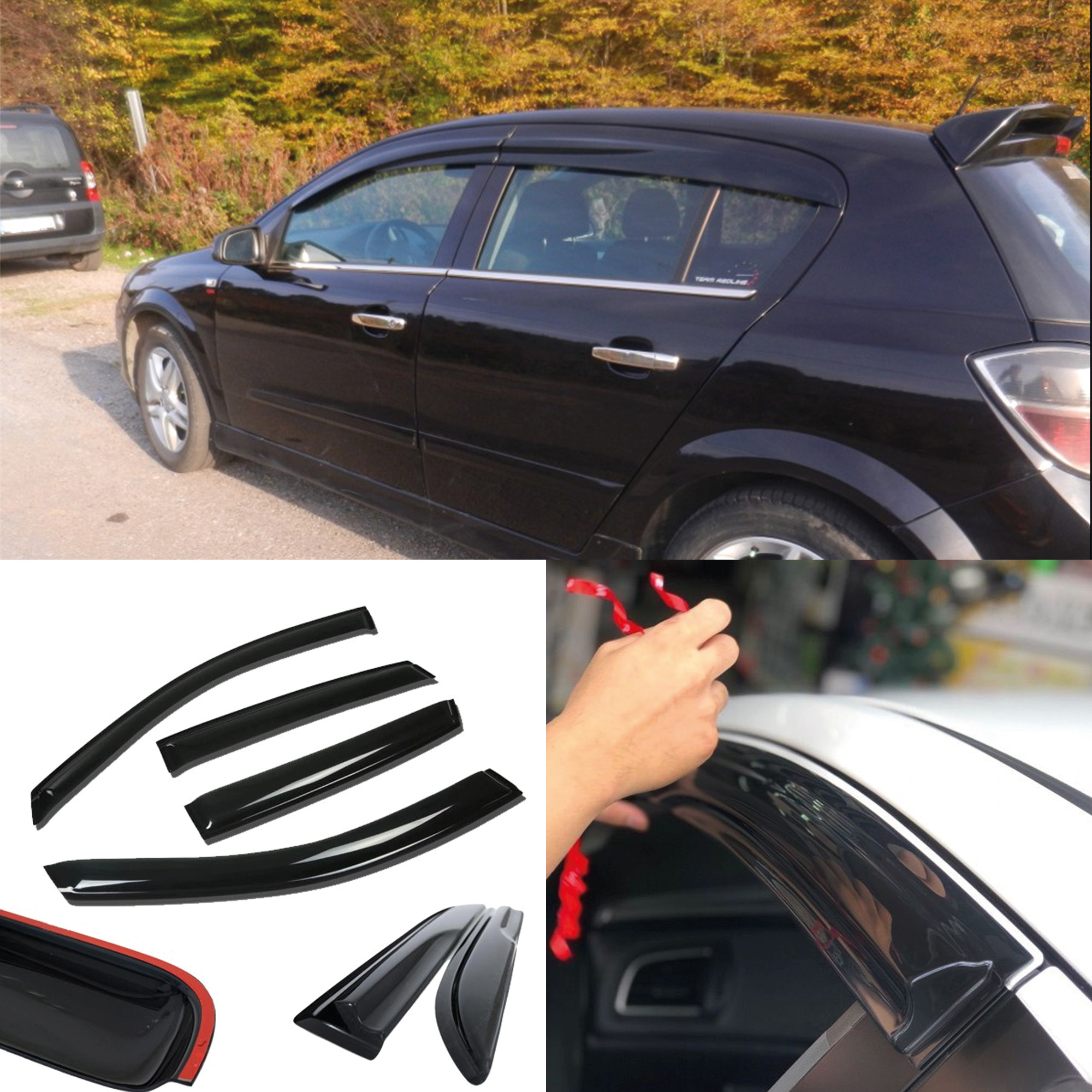 Image of Window Visor For H 2004-2010 4pcs Cars Accessories Rain Guard Vent Wind Deflector Weathershield Moulding Trim Thickened Sun And Rain