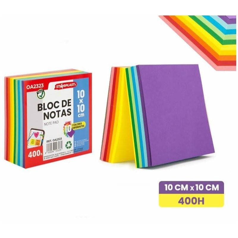Bloc de notas de papel sin adhesivo, 10 colores 10x10cm 400 Paginas Bloc de para y Notas de Estudio: retailer-supplied image