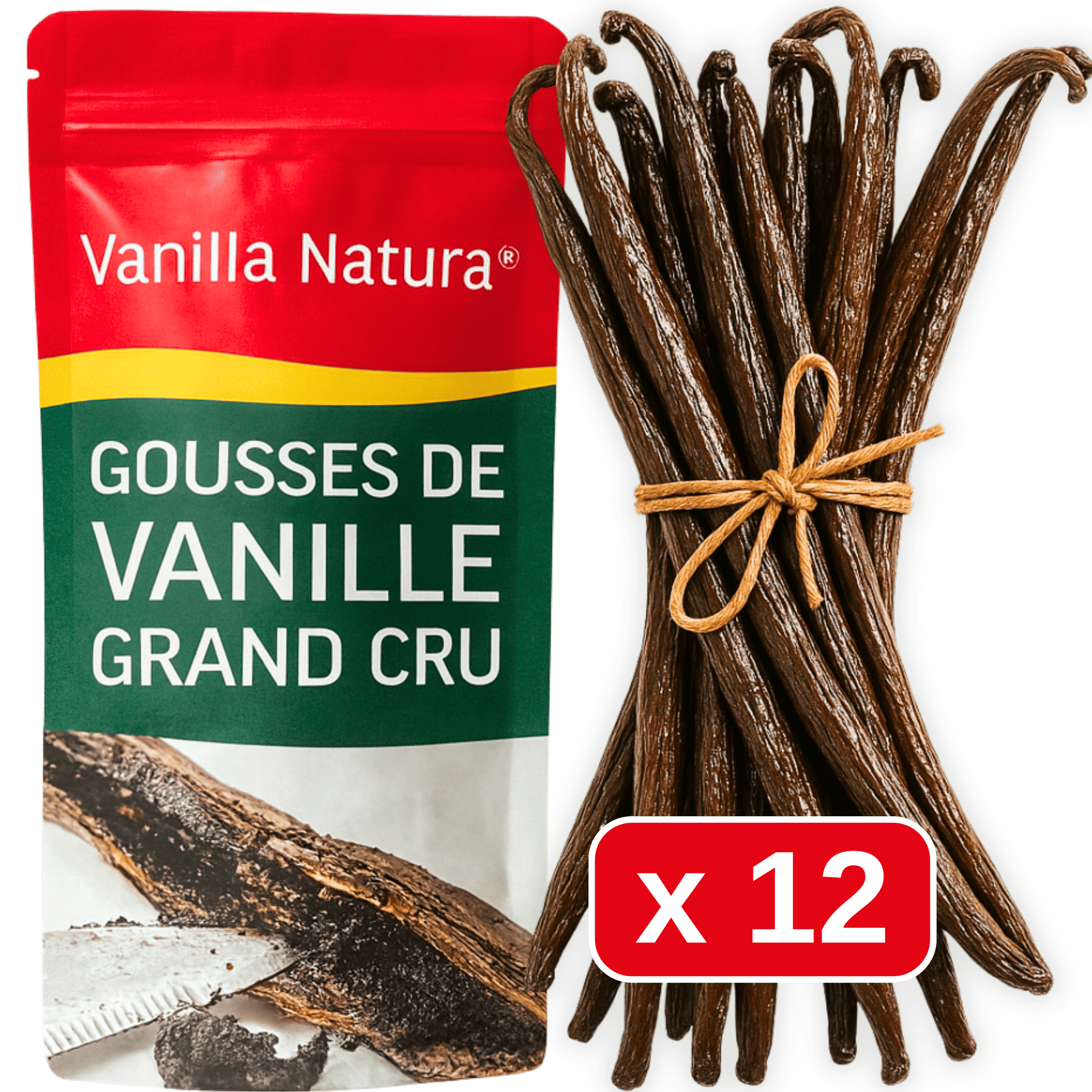 TEMU 12 vainas de vainilla Grand Cru • Vainilla de calidad gourmet extra • Vaina suave y carnosa • Ideal para repostería y cocina • Bolsa con cierre
