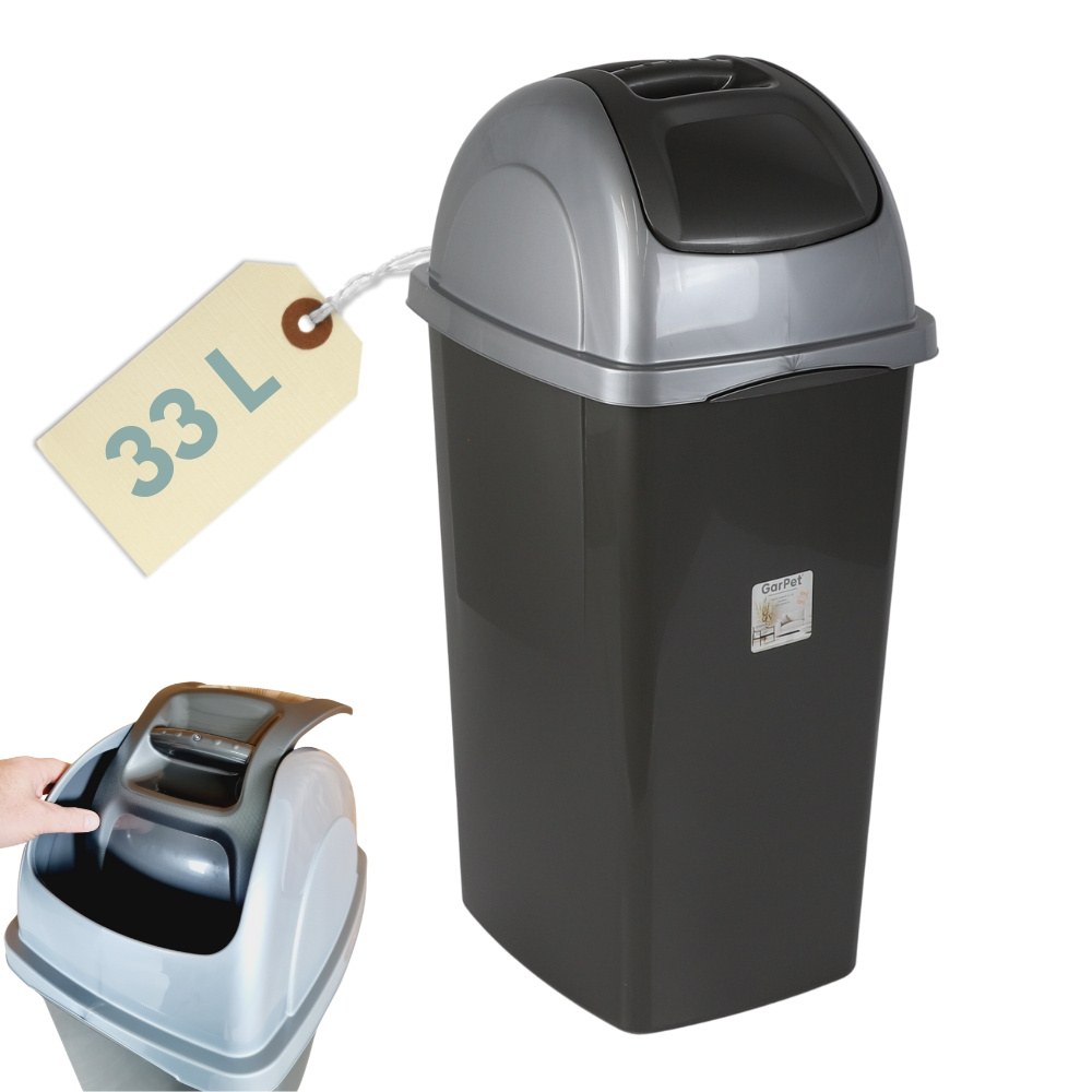 E-shop Mülleimer mit Deckel Abfalleimer Küche Mülleimer Schwarz Küchenabfalleimer Groß Küchenmülleimer 33 L Abfallsammler Küche Schwingeimer mit