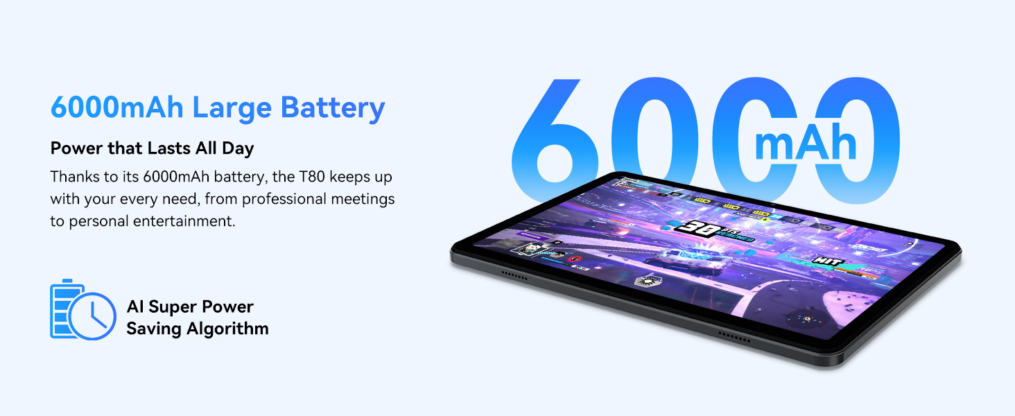 TABWEE T80 Android 15 Tablet 10.1 Inch,128GB ROM + 18GB (6GB + 12GB Expansion) RAM, 5G WiFi, 2-In-1 Tablet with Keyboard+Mouse+Stylus, Widevine L1 HD, Google Gemini AI, 6000mAh, 2 Years Warranty