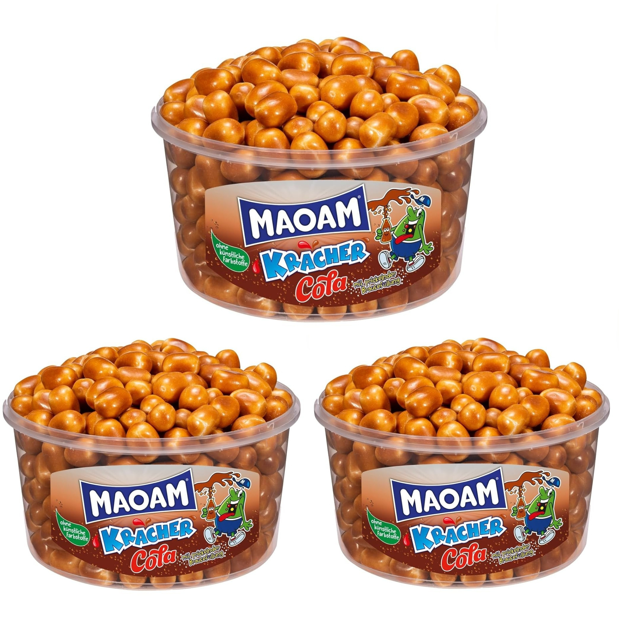 Image of Haribo Maoam Cola Kracher 3 Cans Of 1.2kg Each | Total Content 3.6kg | Stock Package Of Dragees And Bonbons For Kids, The Office Or Party Sweets.