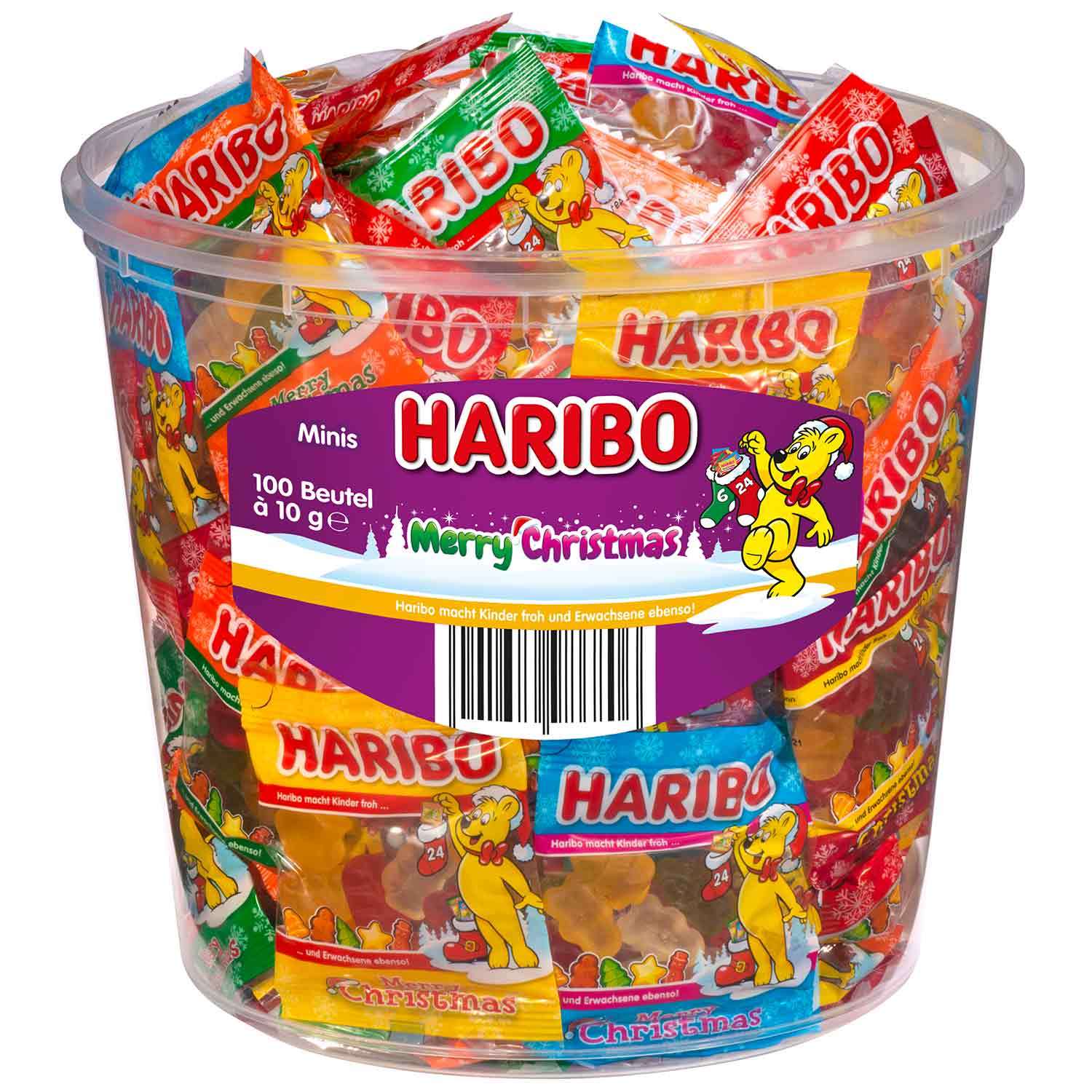 Image of Haribo Merry Christmas Minis 100x10g – Christmas Gummy Candies In Mini Bags | Party, St. Nicholas & Secret Santa