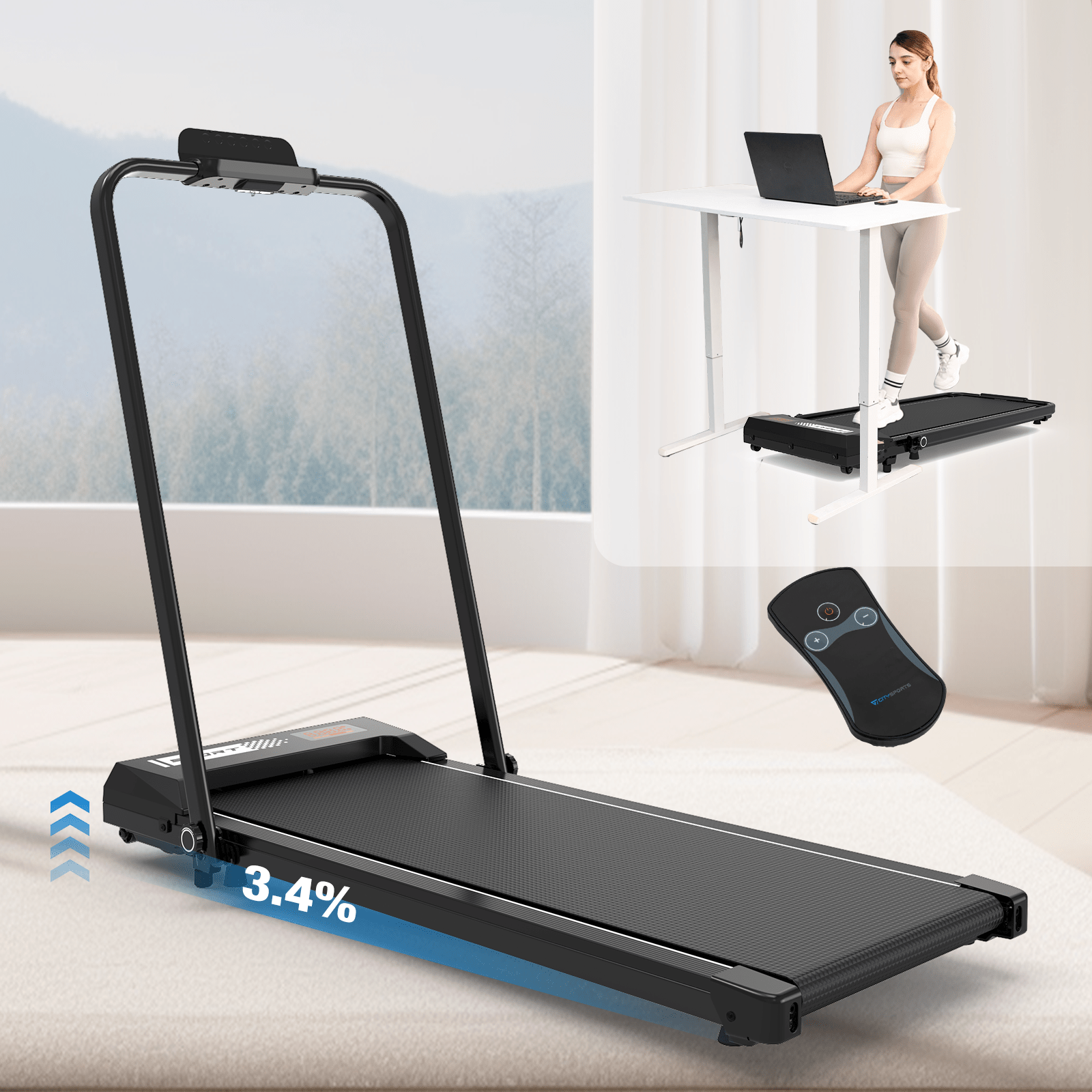 E-shop GEARSTONE laufband für zuhause mit steigung, Klappbares Laufband für Zuhause bis 12 km/h, LED-Anzeige, 3.4% Neigung, 120KG,