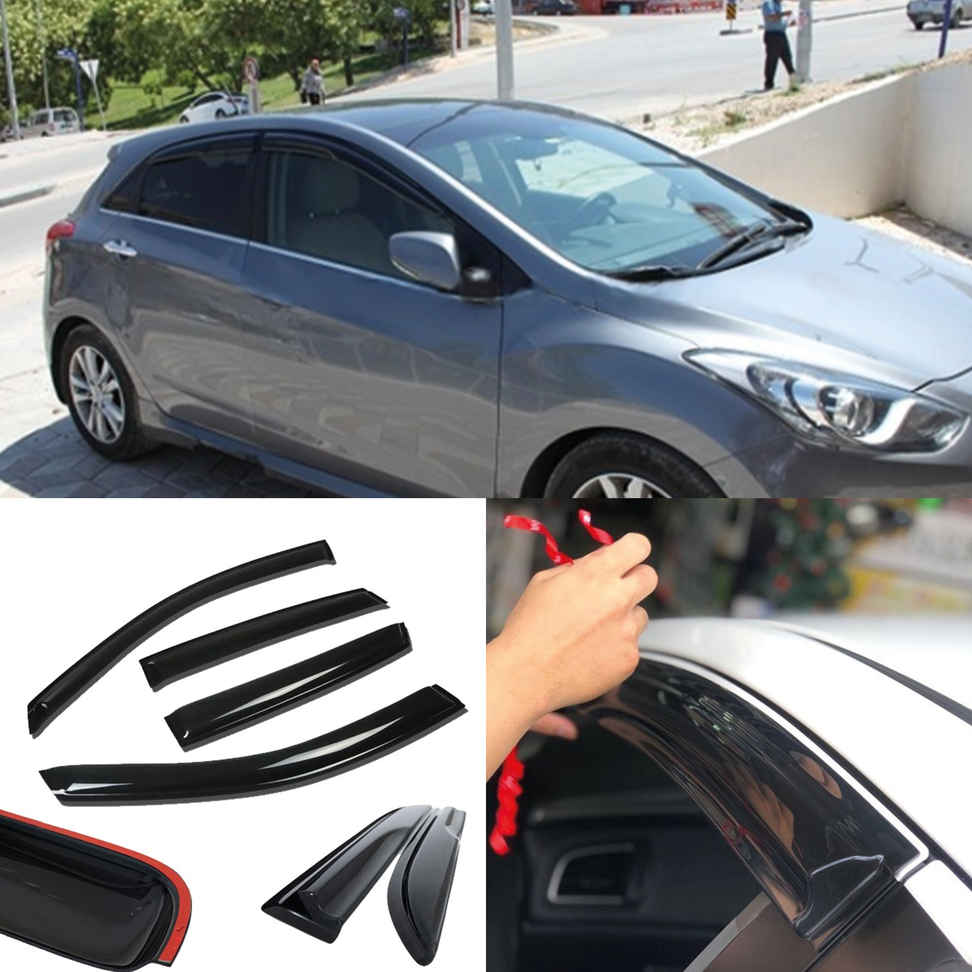 Image of Window Visor For I30 2007-2011 / 2012-2017 4pcs Cars Accessories Rain Guard Vent Wind Deflector Weathershield Moulding Trim Thickened Sun And Rain