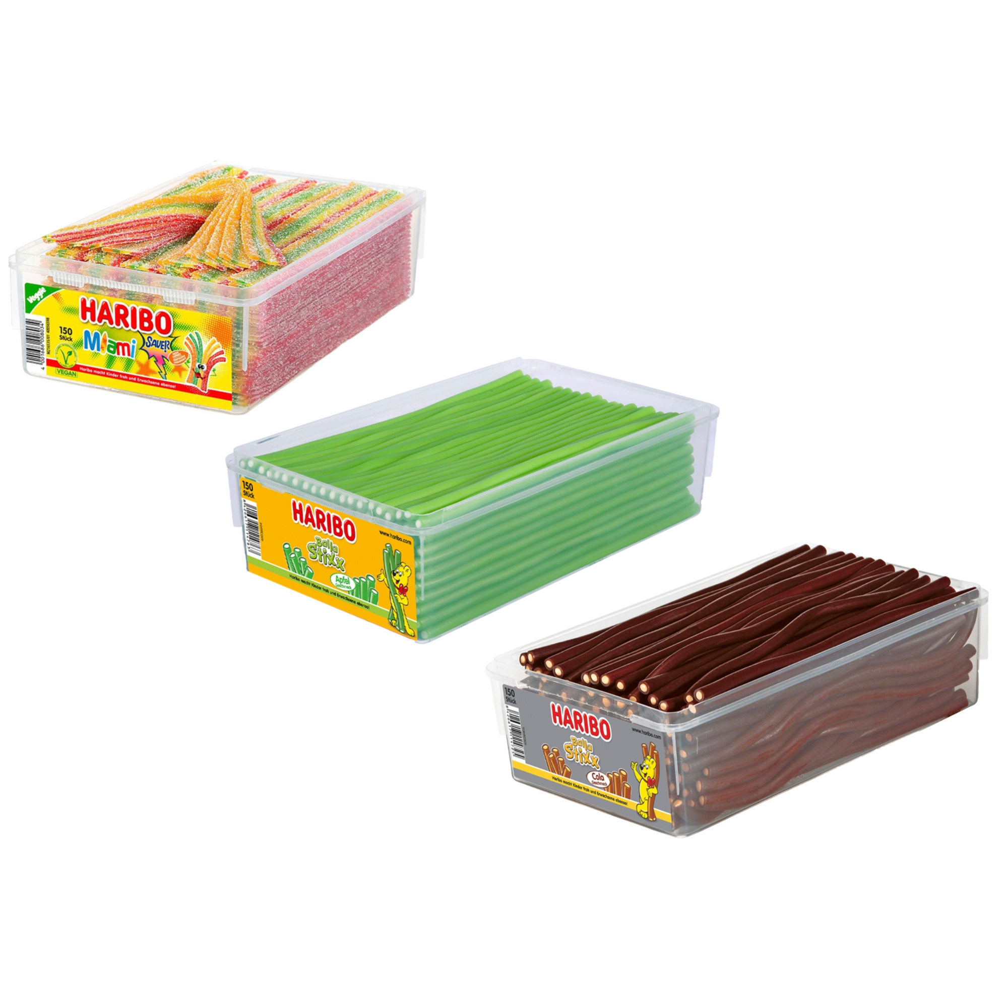 Image of Haribo Balla 1x Cola 1,125kg + 1x Balla 1,125kg + 1x Pasta Miami 1,125kg | Total Content 3,375kg | Sweet Mixed Package For The Party Or The Office