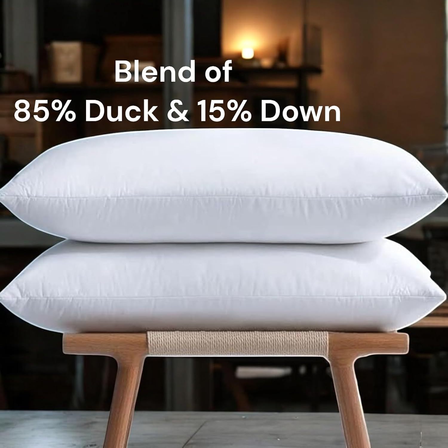 Feather Filled Pillow 1200gsm Duck Feather & Down Fill, Microfiber Cover, 48 x 74 cm Hotel-Style Soft Support Available in Pack of 2 or 4