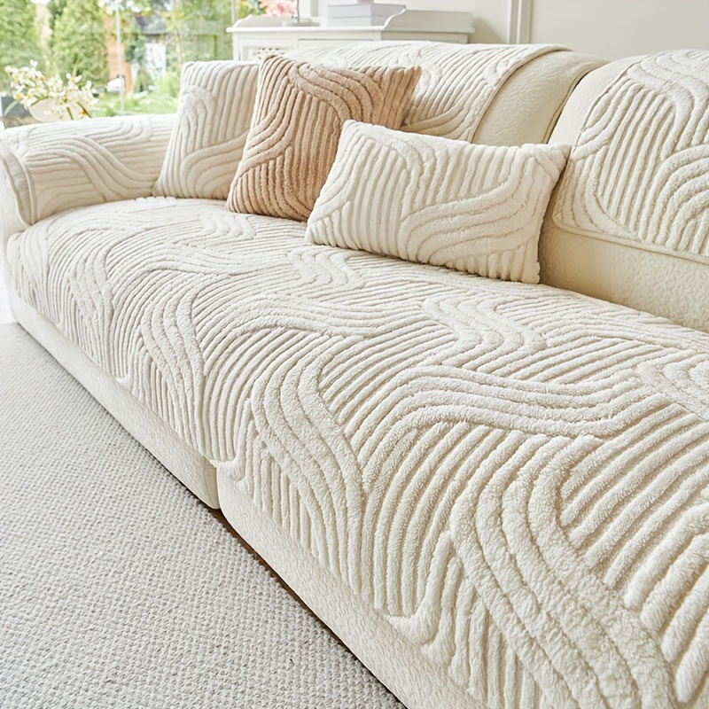 1pc bohemian style soft plush sofa cover pet friendly non slip couch protector covers machine washable polyester     for living room bedroom office decor sectional sofa cover   decor machine washable furniture protector cover living room decor multi size color options