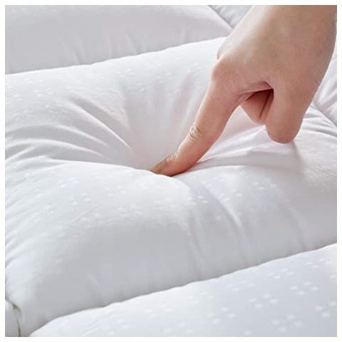 1pc Hotel Quality 10cm Mattress Topper Extra DeepThick Bounce Back Deep Fitted Bed Mattress Pad Quilted Box Stitched with Corner Elasticated Straps Breathable 4 Inches Luxury Mattresses Toppers for Ultimate Comfort, Deep Pocket Elasticated Straps Mattress Cover Fits 4 Inches Mattress, All Season Comfort Heavy Filling Single Double King Super King Small Double Bedding Size