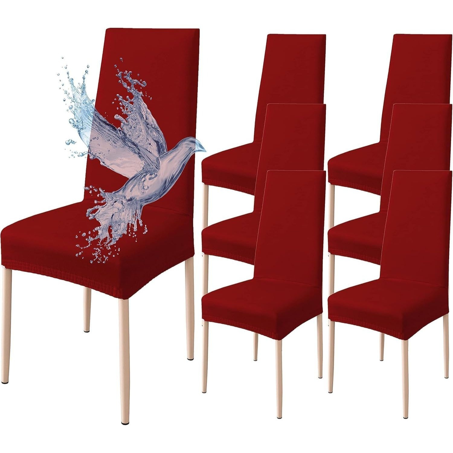 TEMU Cecaro Group Elasticized Chair Covers With Backrest, 6-piece Set, Waterproof, Universal Fit, Washable And Removable Modern Living Room Kitchen