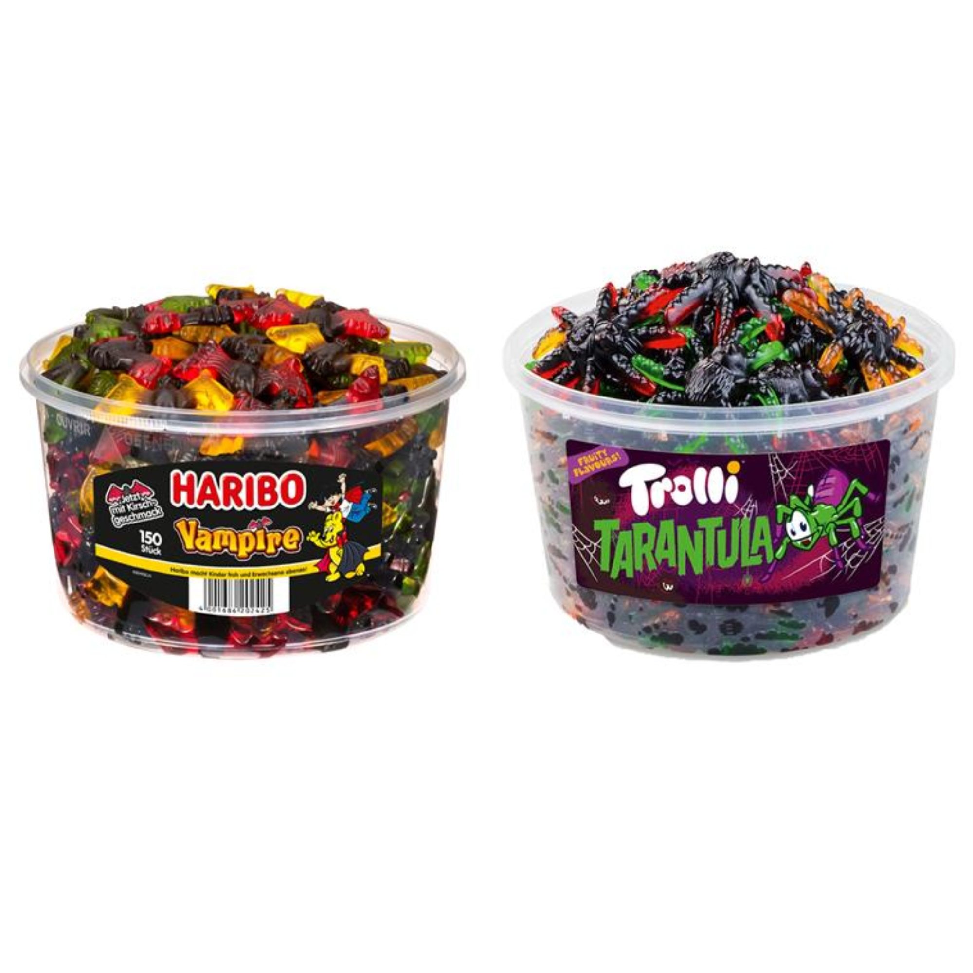 Haribo 1 Can Vampire 1200g + Trolli 1 Can Tarantula 975g | Total Content 2175g | Candy Mix Pack For Parties With Or The Office