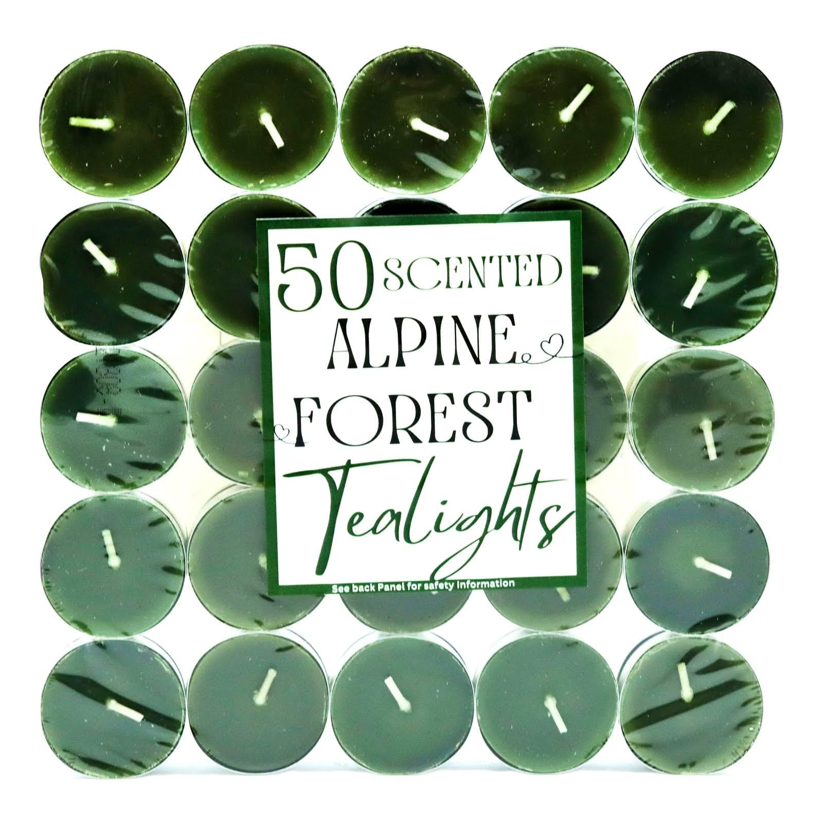 TEMU Scented Tealight Candles - Fresh Alpine Forest Fragrance - Up To 4 Hour Burn - 50 Pack - Suitable For All Rooms